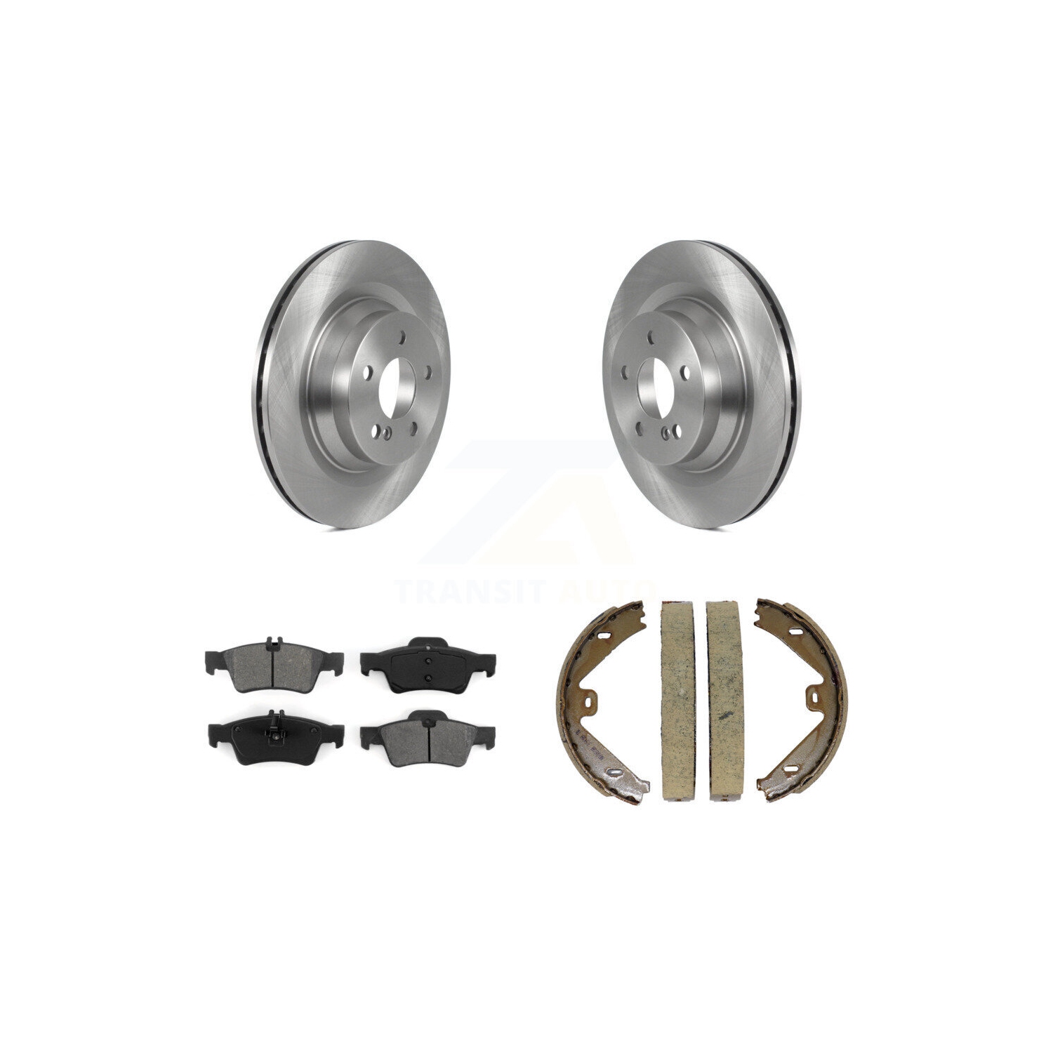Rear Disc Rotors Semi-Metallic Pads Parking Brake Shoes Kit For Mercedes-Benz E550 CLS550 K8S-104310