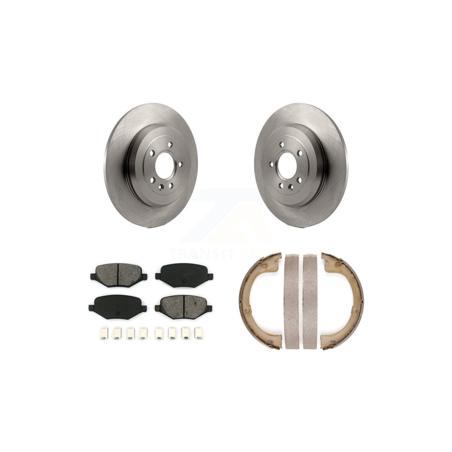 Rear Disc Rotors Semi-Metallic Pads And Parking Brake Shoes Kit For Lincoln MKT K8S-104316