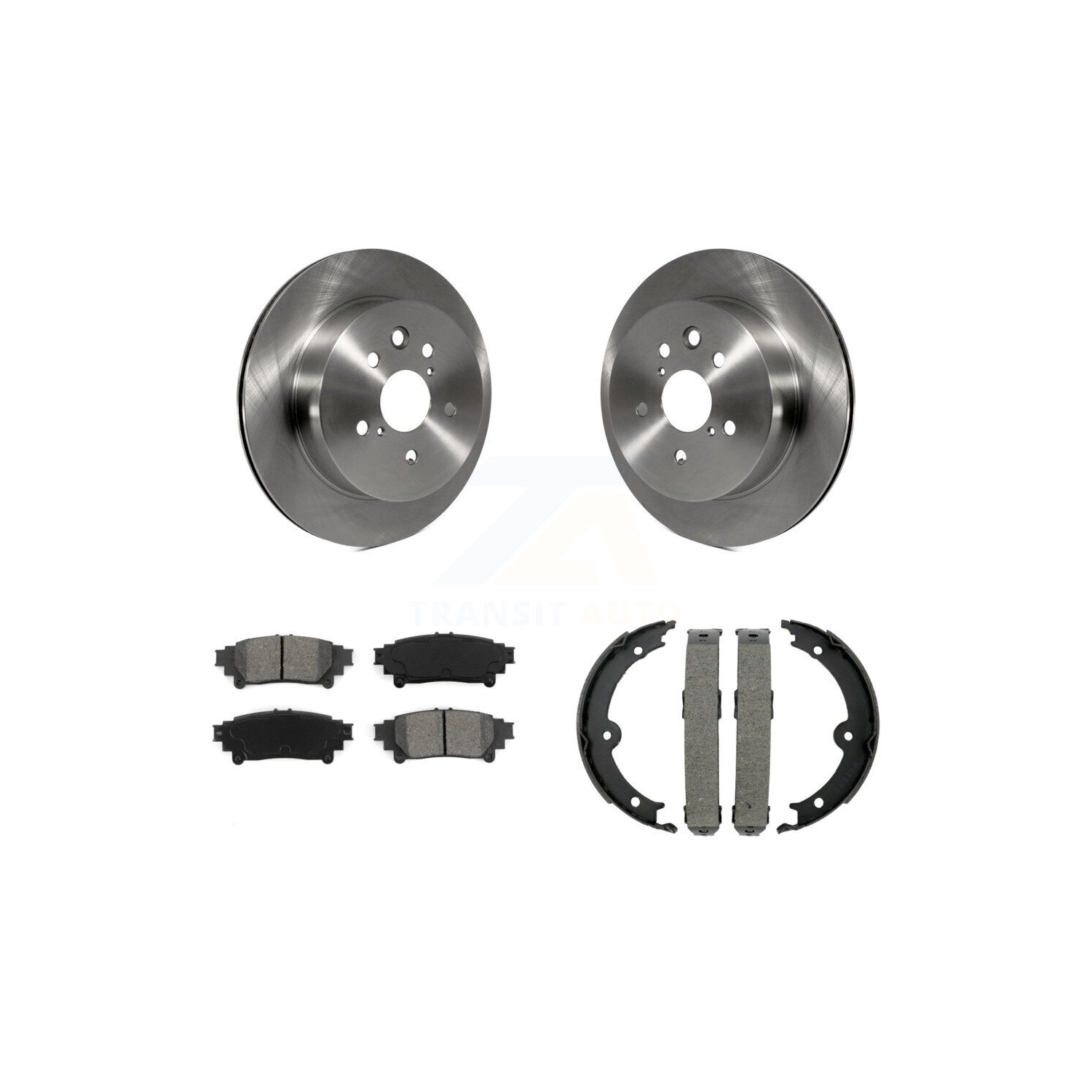 Rear Disc Rotors Semi-Metallic Pads And Parking Brake Shoes Kit For Lexus IS350 IS250 K8S-104301