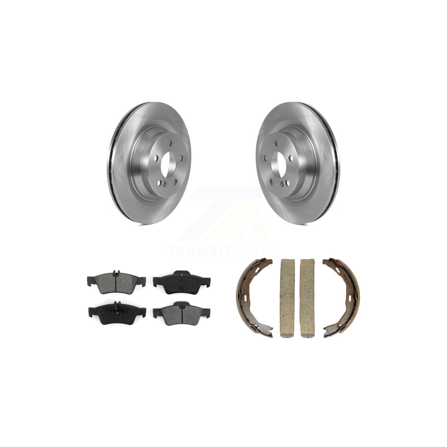 Rear Disc Rotors Semi-Metallic Pads And Parking Brake Shoes Kit For Mercedes-Benz E550 K8S-104314