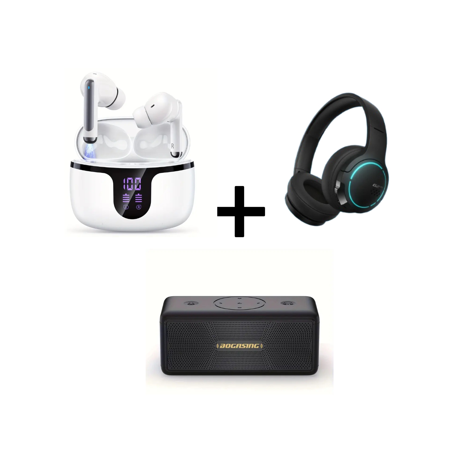 Écouteurs sans fil, casque de jeu et haut-parleur sans fil 40&nbsp;W avec basses profondes, suppression du bruit, éclairage RVB, BT 5,3, temps de