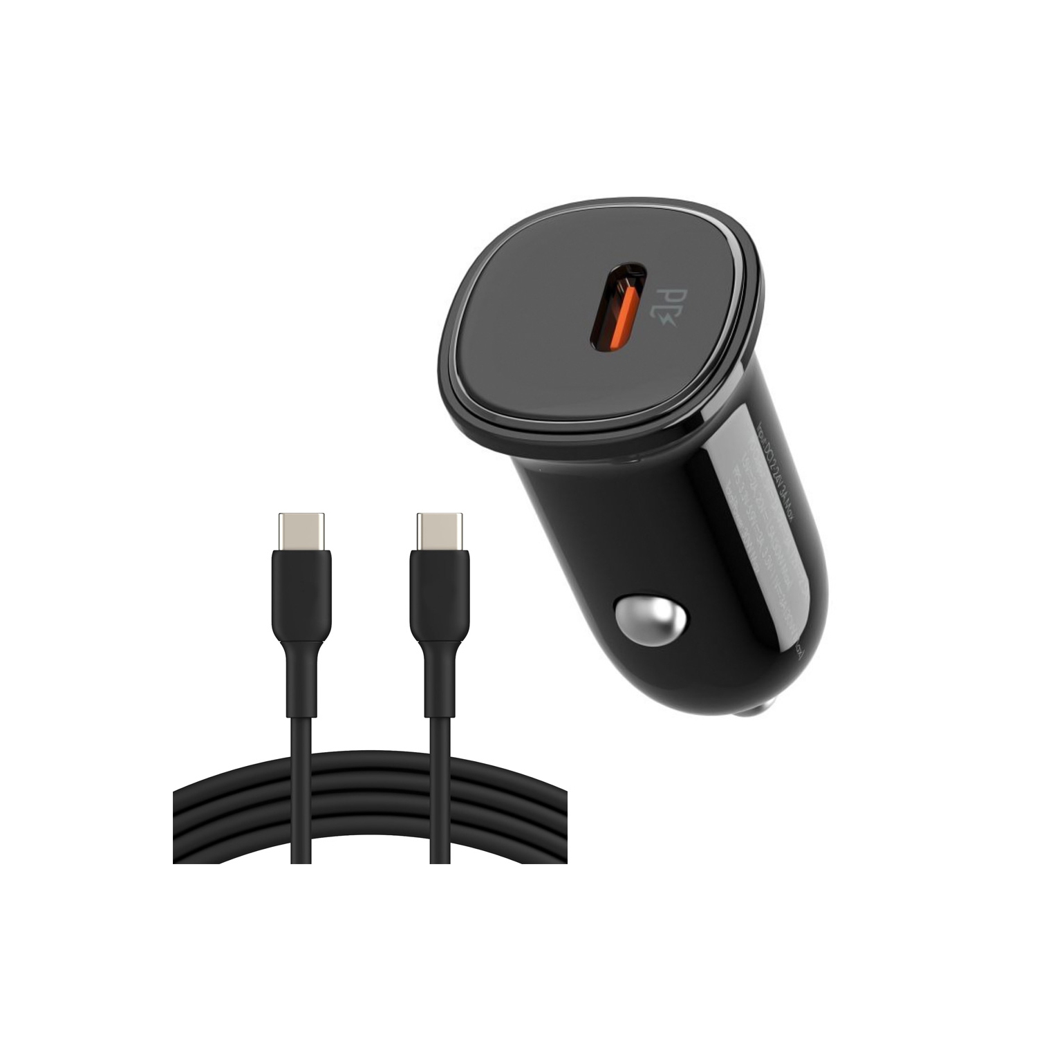 Chargeur rapide USB-C pour l'auto d'AxGear universel 30&nbsp;W de type C avec câble USB-C, 3 pi, modèle compact