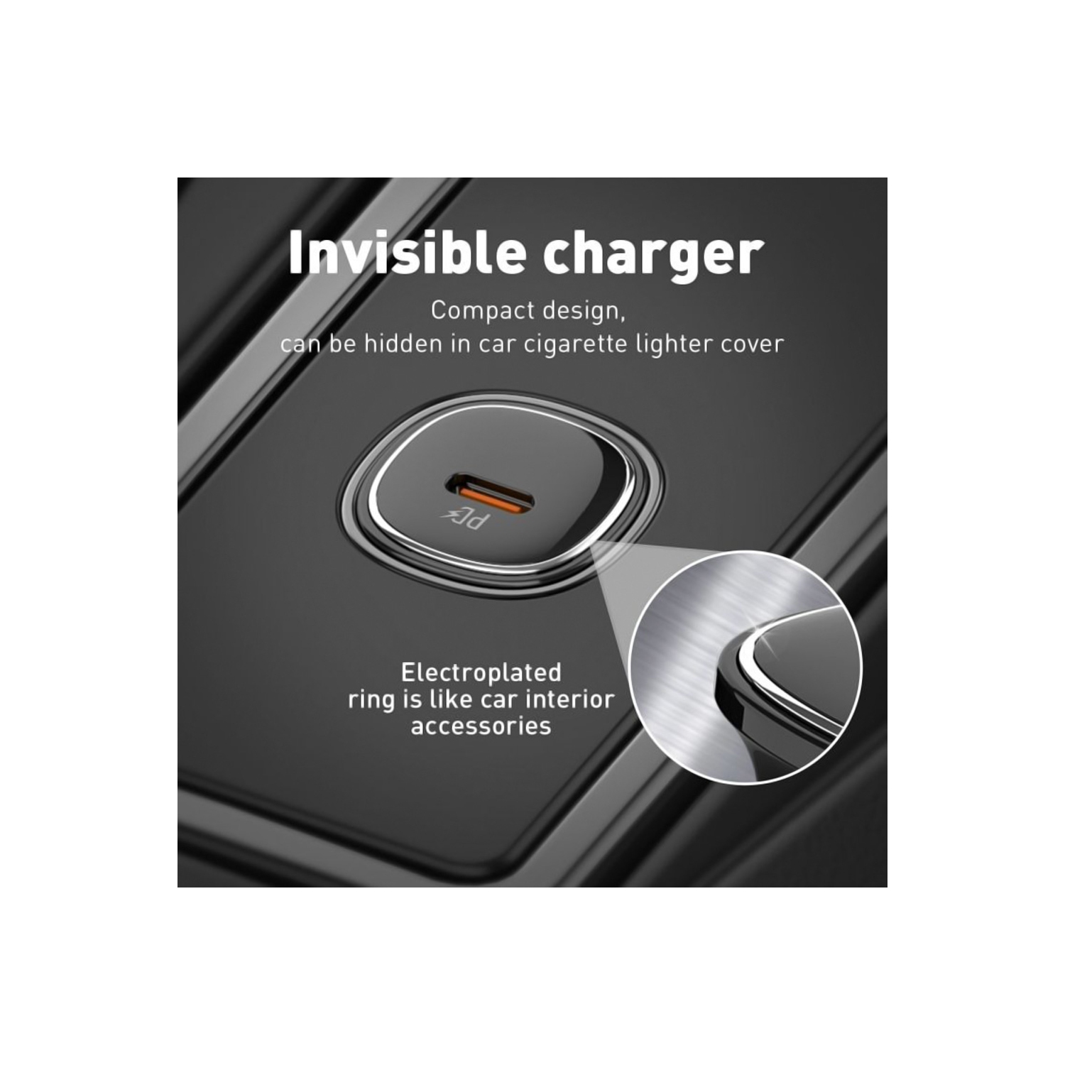Chargeur rapide USB-C pour l'auto d'AxGear universel 30&nbsp;W de type C avec câble USB-C, 3 pi, modèle compact