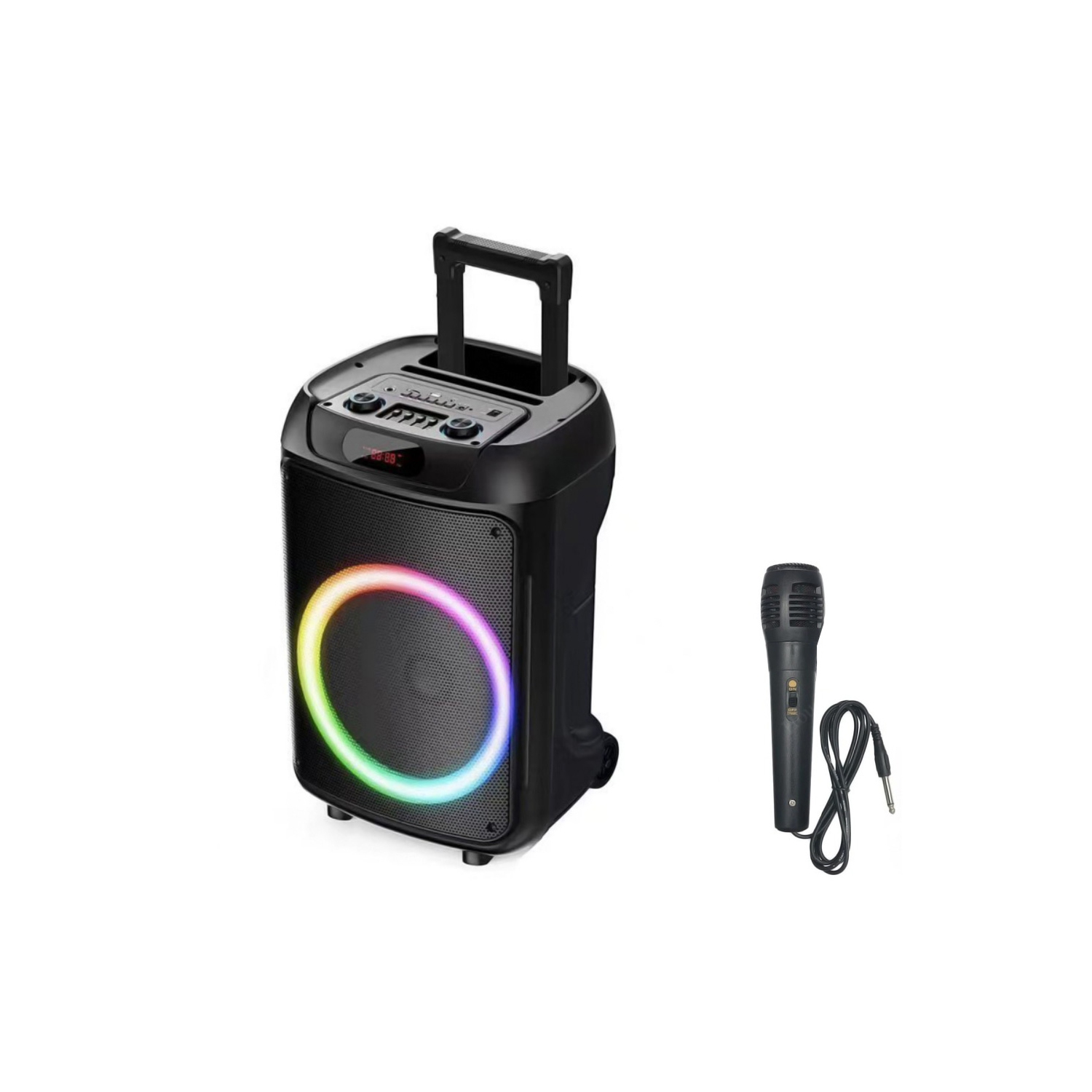 Haut-parleur d'extrêmes graves portatif 12 PO Bluetooth d'AxGear avec lampe et microphone d'extérieur avec fil LED