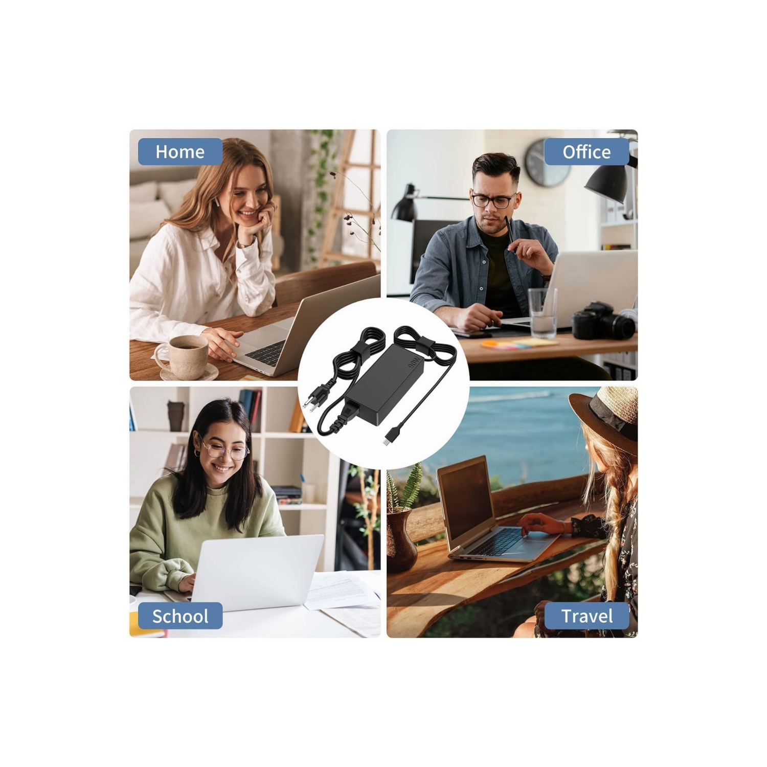 Adaptateur d'alimentation USB-C 90&nbsp;W d'AxGear pour portable USB-C 4,5&nbsp;A de type C 20&nbsp;V