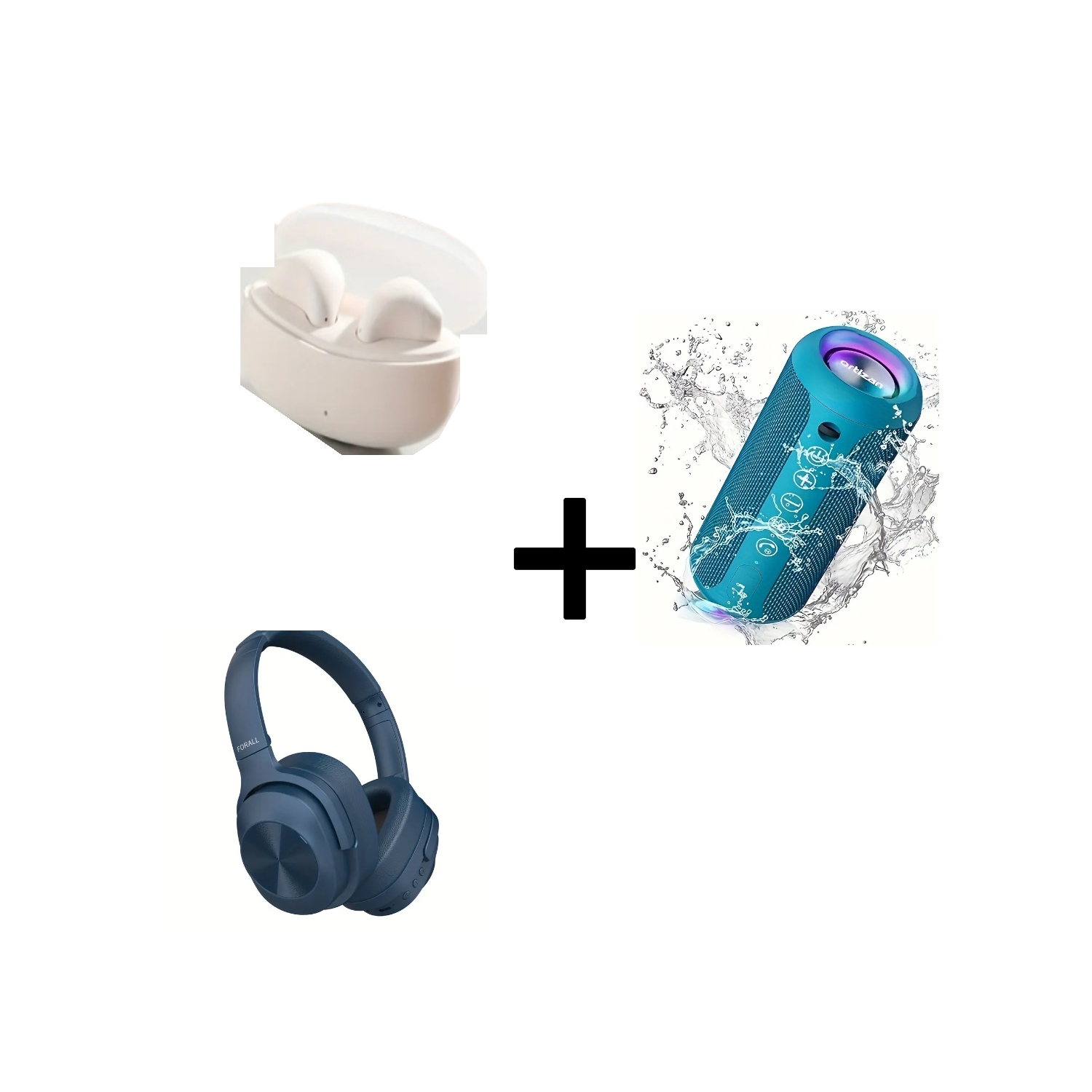 Noise Cancelling Earbuds, Hi-Res Wireless Headphones, 40H Playtime, 24W Wireless Speaker with RGB Lights for Home, Outdoor, Party