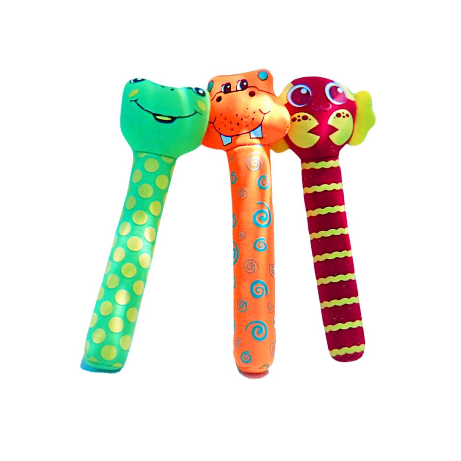 Bâtons de plongée lestés en néoprène animal - 7&nbsp;po - Multicolore - Ensemble de 3