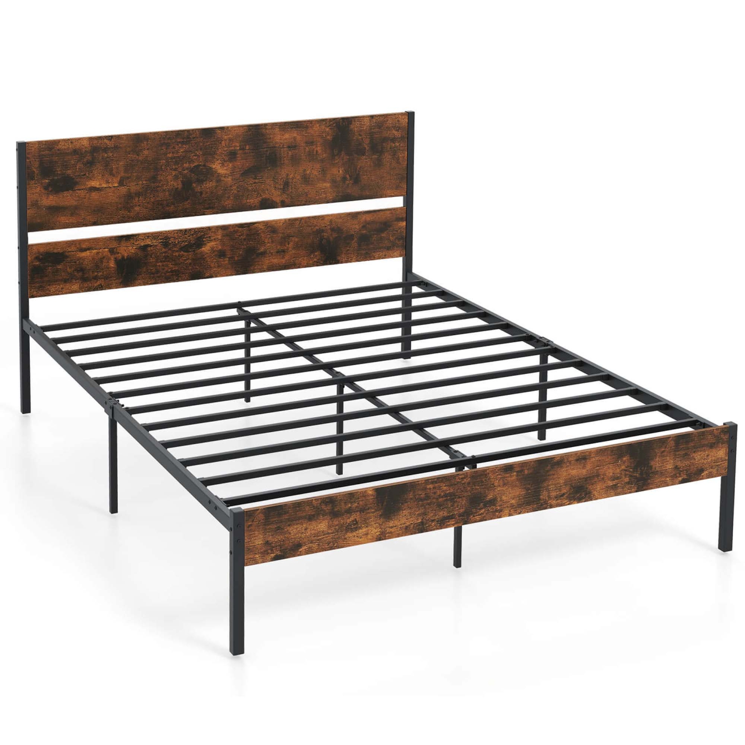 Costway Twin/Full/Queen/King Size Bed Frame with Wooden Headboard Under-Bed Storage No Box Spring Needed