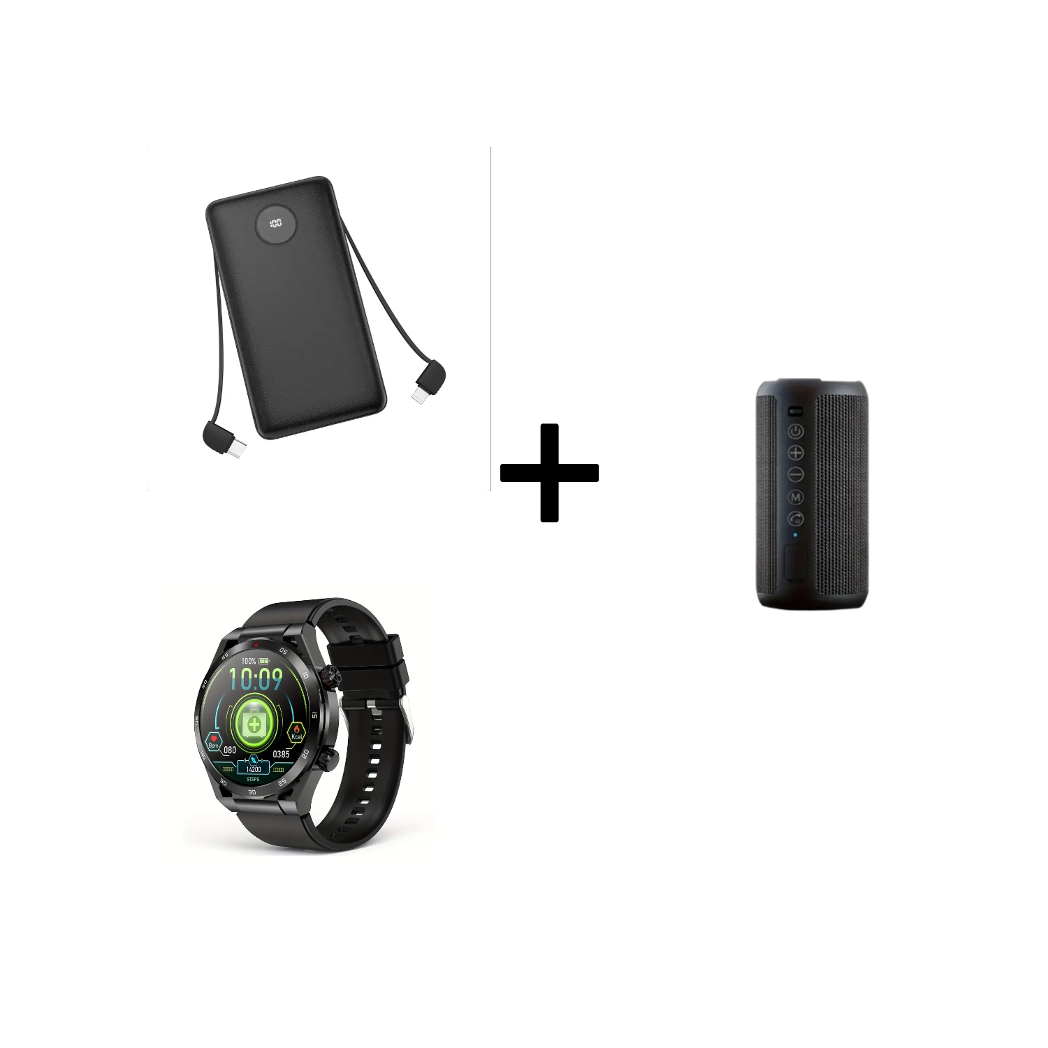 10000mAh Power Bank, Wireless Speaker with 24W Stereo Sound & 30H Playtime, Men's Smartwatch with Fitness Tracking, Music Control & Sleep Monitor