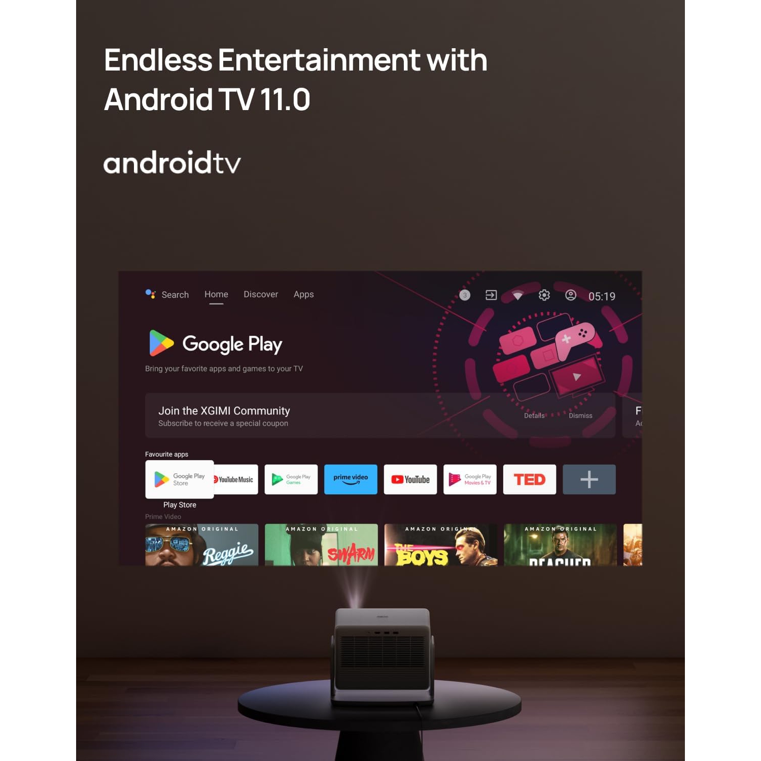 Boîte ouverte - Projecteur de cinéma maison UHD 4K HORIZON S Pro de XGIMI pour films/jeux, DLP, haut-parleur/Bluetooth, téléphone intelligent,