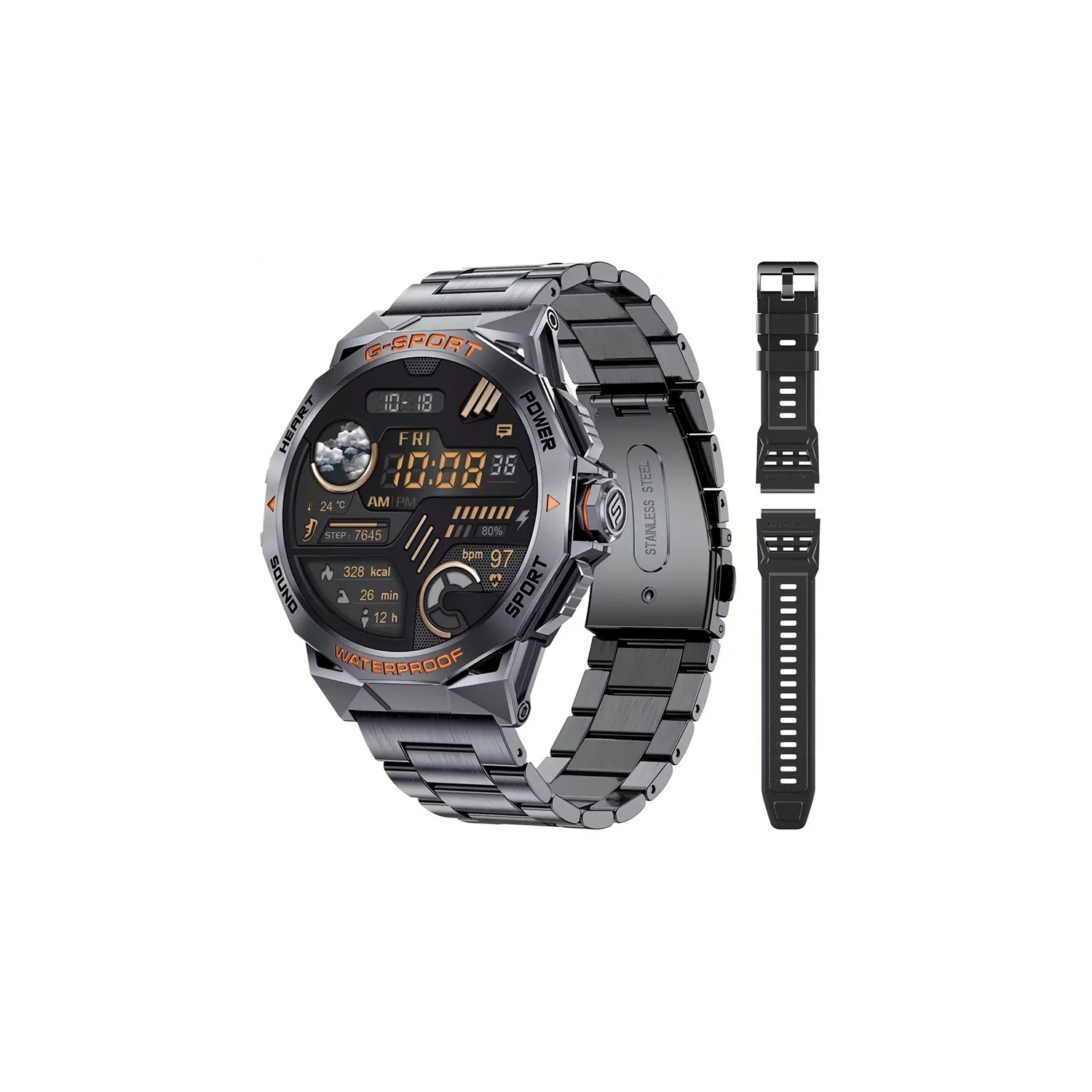 Magnetic 5000mAh Power Bank, 24W Wireless Speaker, 1.43" Fitness Smartwatch for Android & iPhone