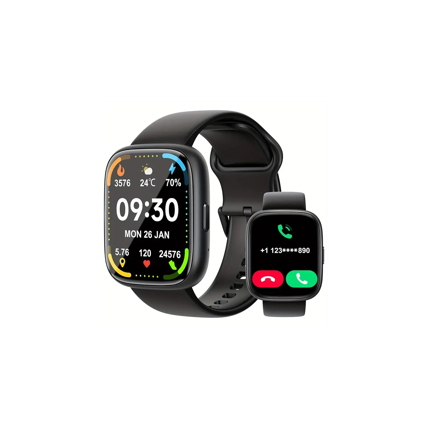 Montre intelligente avec appels, haut-parleur sans fil 24&nbsp;W, batterie 16000&nbsp;mAh pour veste chauffante, recharge rapide, étanche, éclairage