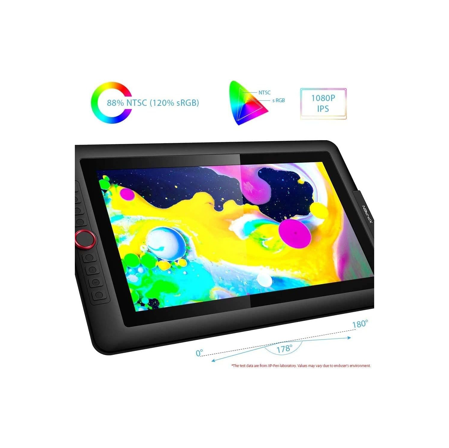Moniteur de dessin graphique XP-PEN Artist 15,6 Pro 15,6-pouces avec fonction d'inclinaison, cadran rouge et sensibilité à la pression 8192