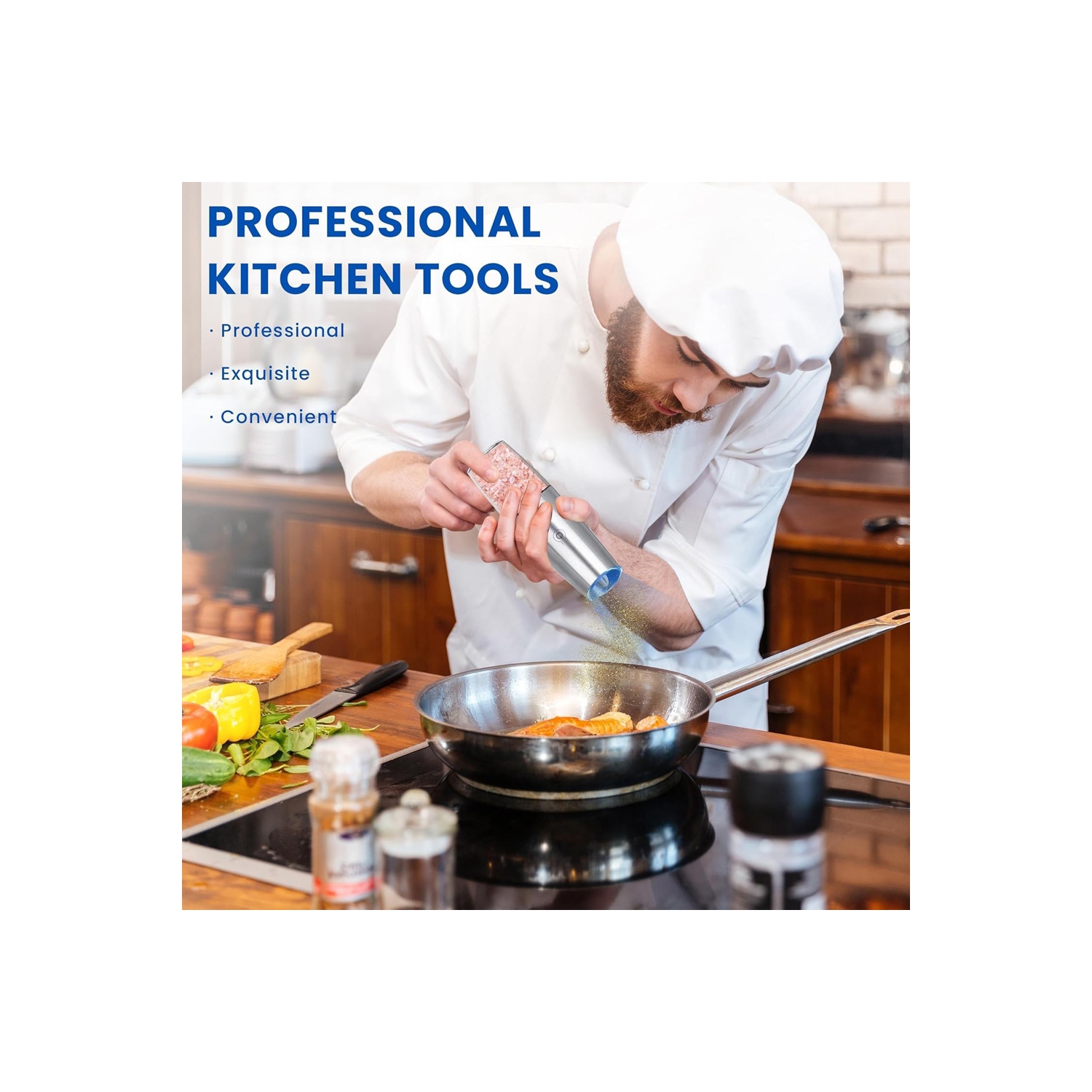 Ensemble de 2 moulins à sel et à poivre électriques d'AxGear, rechargeables par USB, style moderne et durable