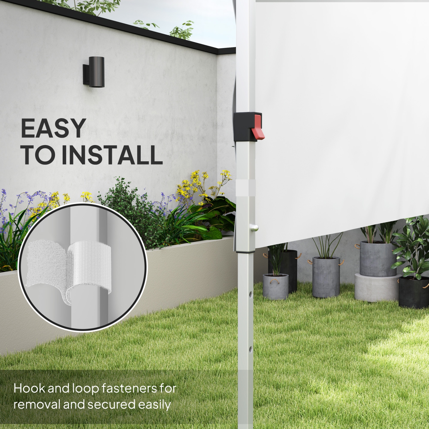 Demi-parois Outsunny 2 PCS pour auvent escamotable de 10 x 10 pi ou 10 x 20 pi, 2 paquets de demi-parois seulement, blanc