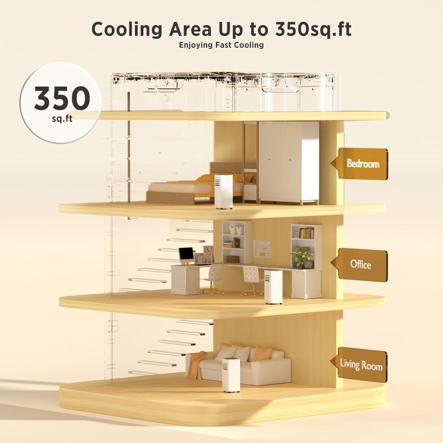 ZAFRO 8,000 BTU Portable Air Conditioners Cool Up to 350 Sq.Ft, 4 Modes Portable AC with Remote Control/Large LED Display/24Hrs Timer/Installation