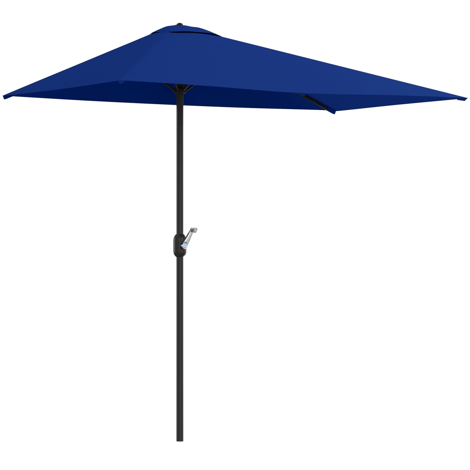 Demi-parasol extérieur Outsunny 8&nbsp;pi Parasol jardin Fenêtre solaire extérieur 5 côtes bleu foncé