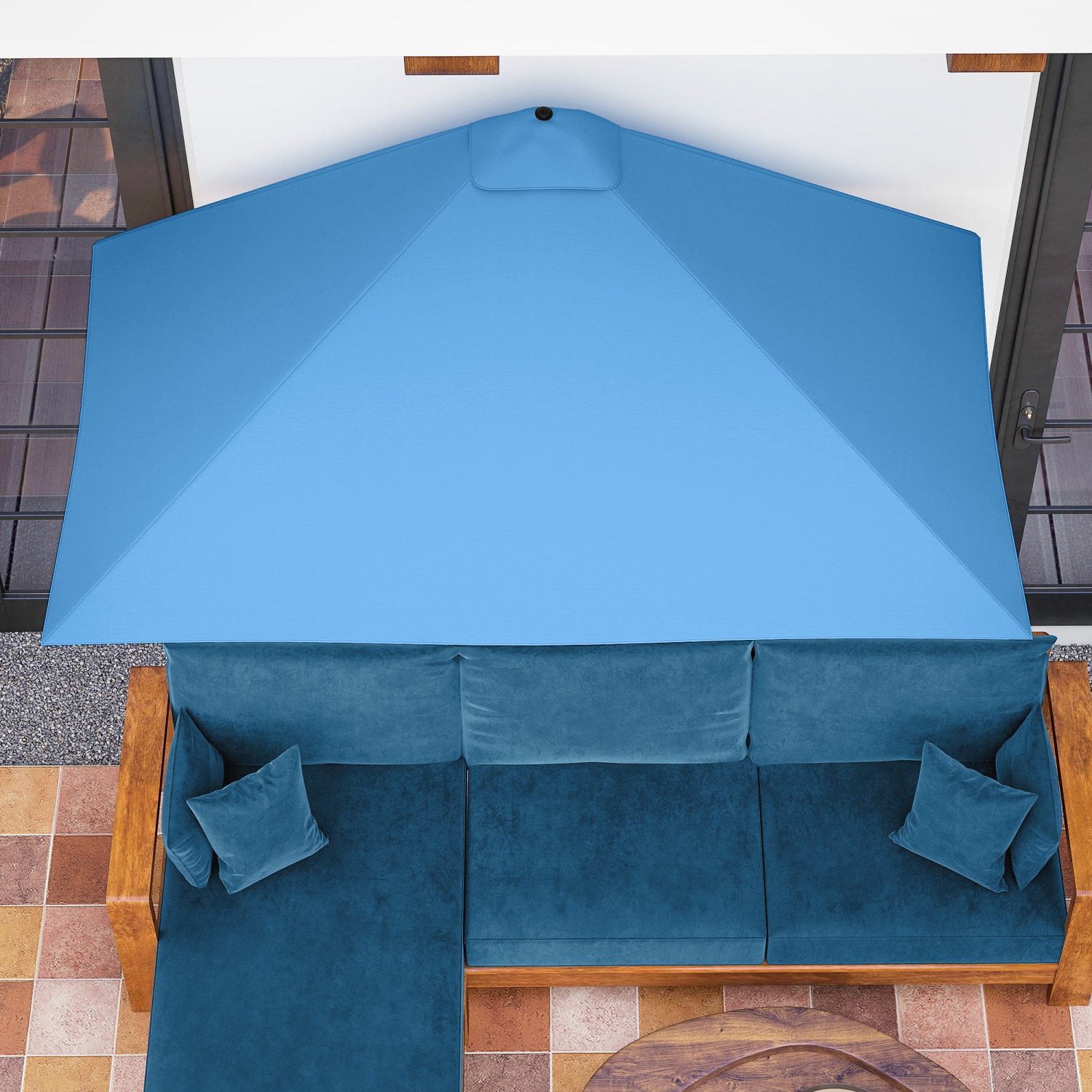 Demi-parasol extérieur Outsunny 8 pi Parasol extérieur balcon Pare-soleil extérieur fenêtre/5 côtes bleu pâle
