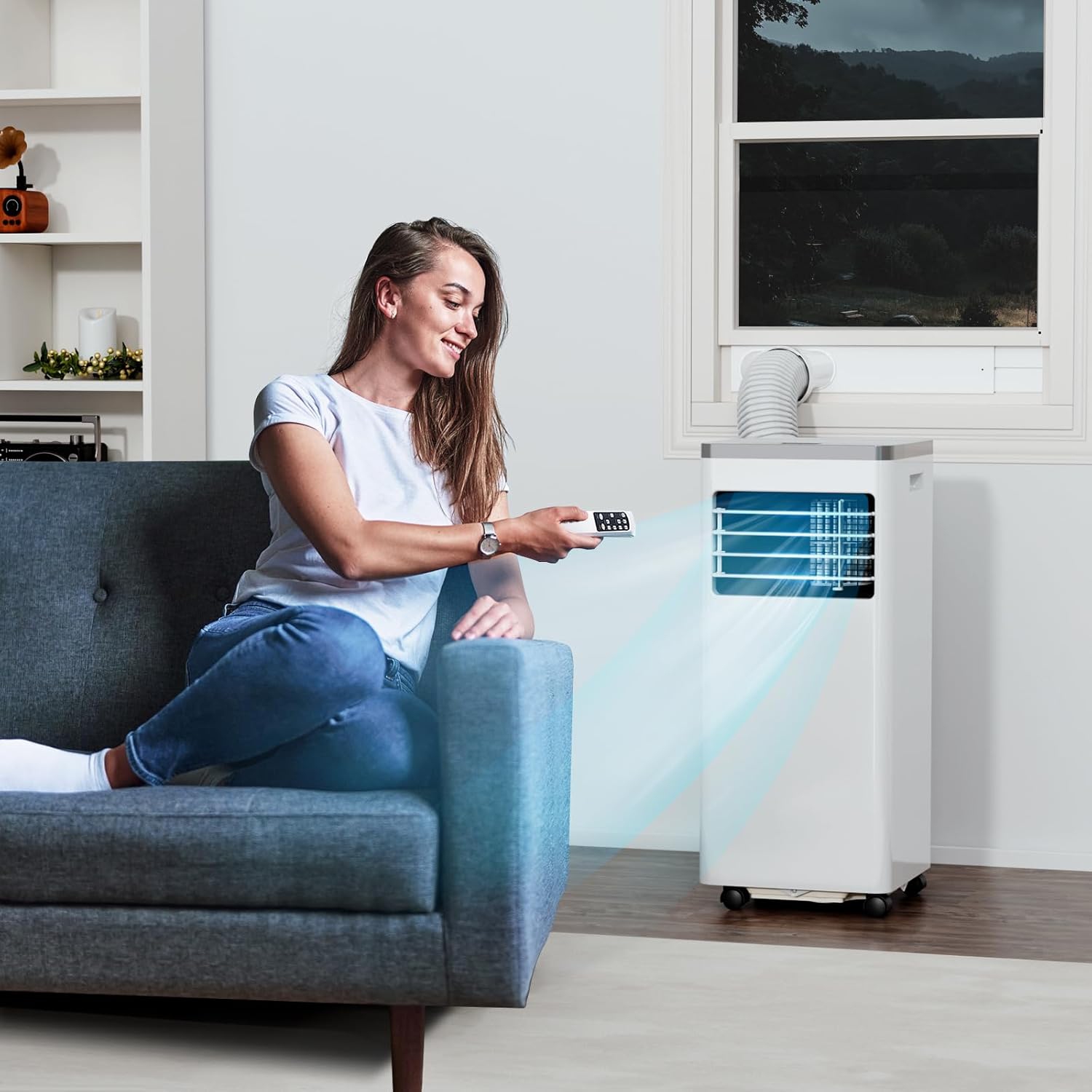 ZAFRO 8,000 BTU Portable Air Conditioner, Quiet 3 in 1 AC Unit with Fan & Dehumidifier,Cools up to 350 Sq.Ft,2 Fan Speeds，24Hrs Timer,Child