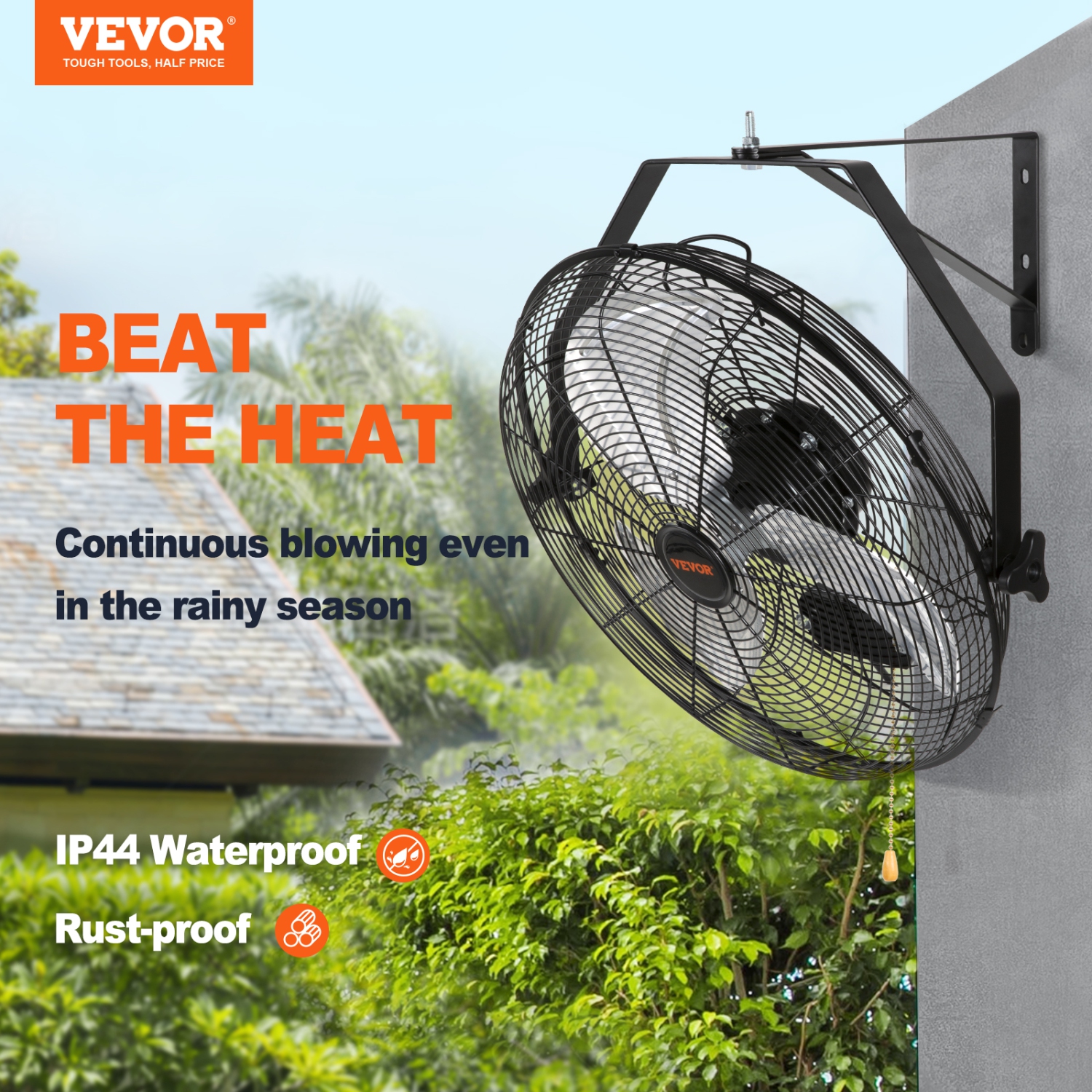 VEVOR 18 Inch Wall Mount Fan, 3-speed High Velocity Max. 4150 CFM, Waterproof Oscillating Industrial Wall Fan, Commercial or Residential for