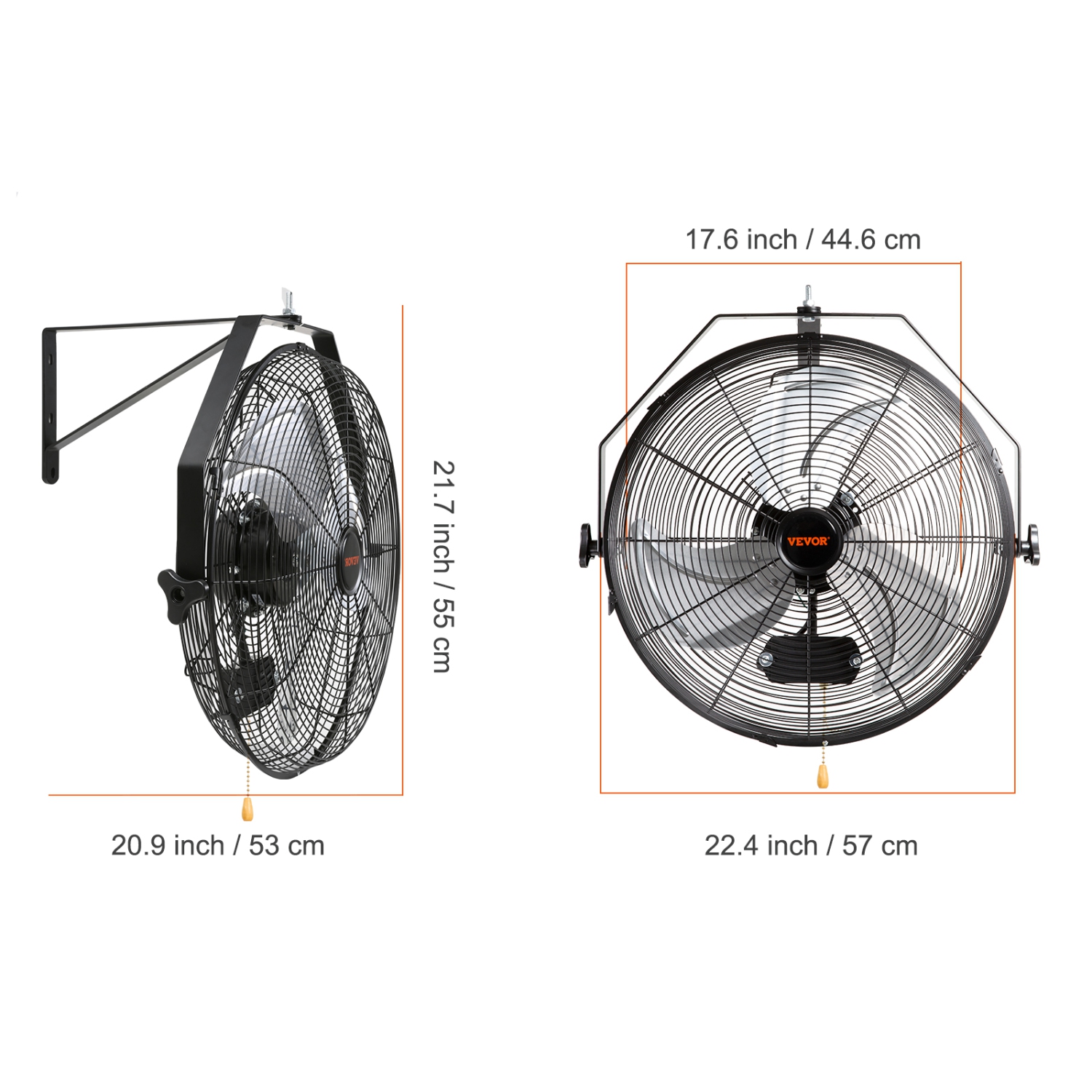 VEVOR 18 Inch Wall Mount Fan, 3-speed High Velocity Max. 4150 CFM, Waterproof Oscillating Industrial Wall Fan, Commercial or Residential for