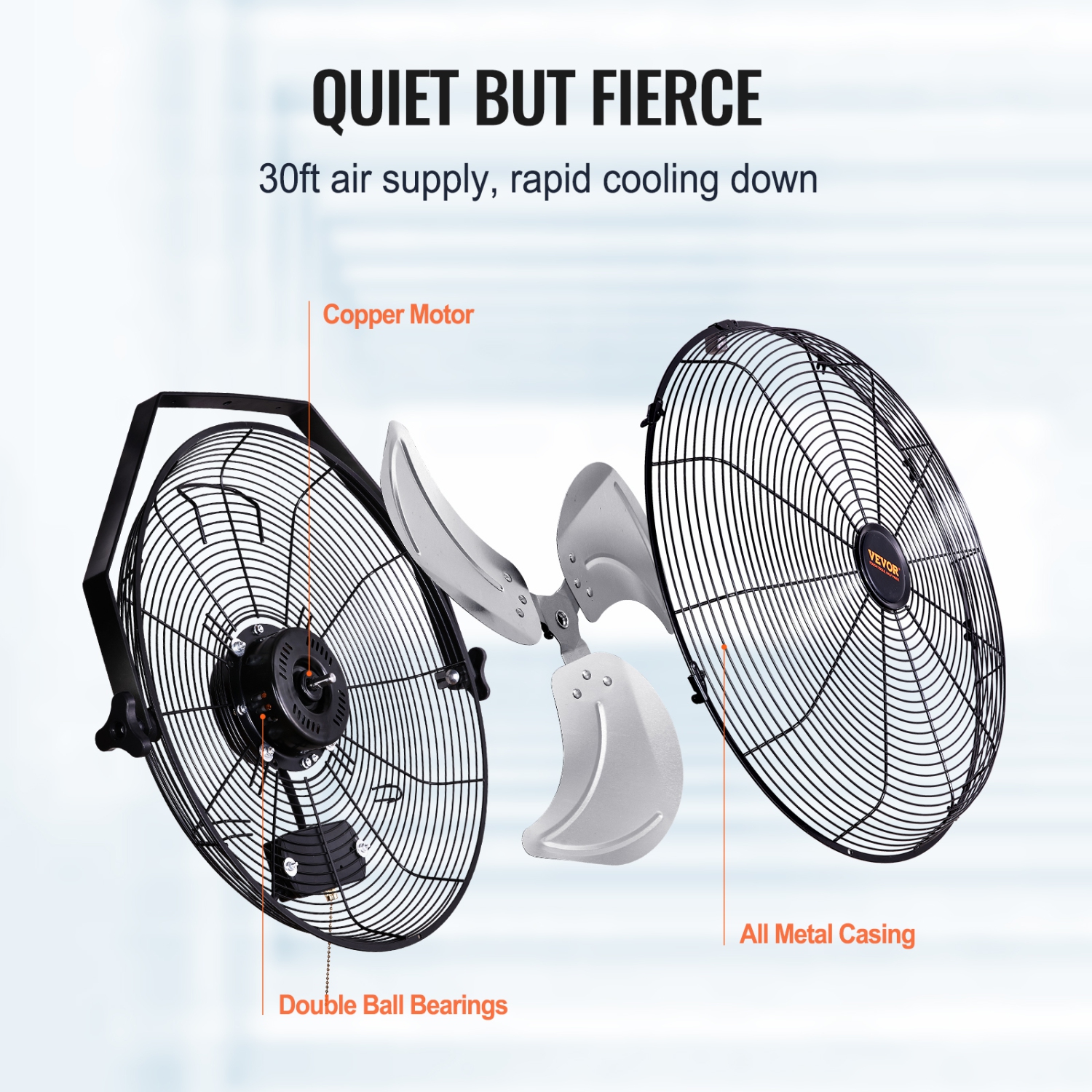 VEVOR 2 PCS 18 inch Wall Mount Fan, Manual 360-Degree Tilt Adjustment, 3-speed High Velocity Max. 4000 CFM Industrial Wall Fan for Indoor,