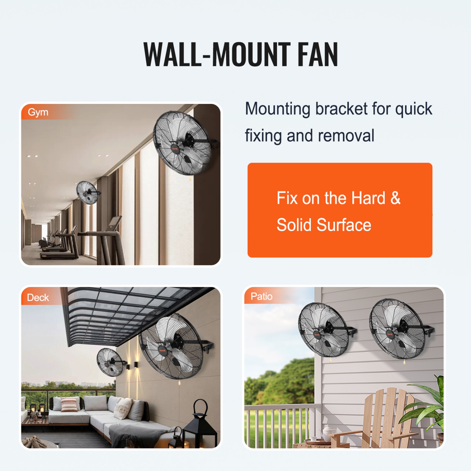 VEVOR 2 PCS 18 inch Wall Mount Fan, Manual 360-Degree Tilt Adjustment, 3-speed High Velocity Max. 4000 CFM Industrial Wall Fan for Indoor,