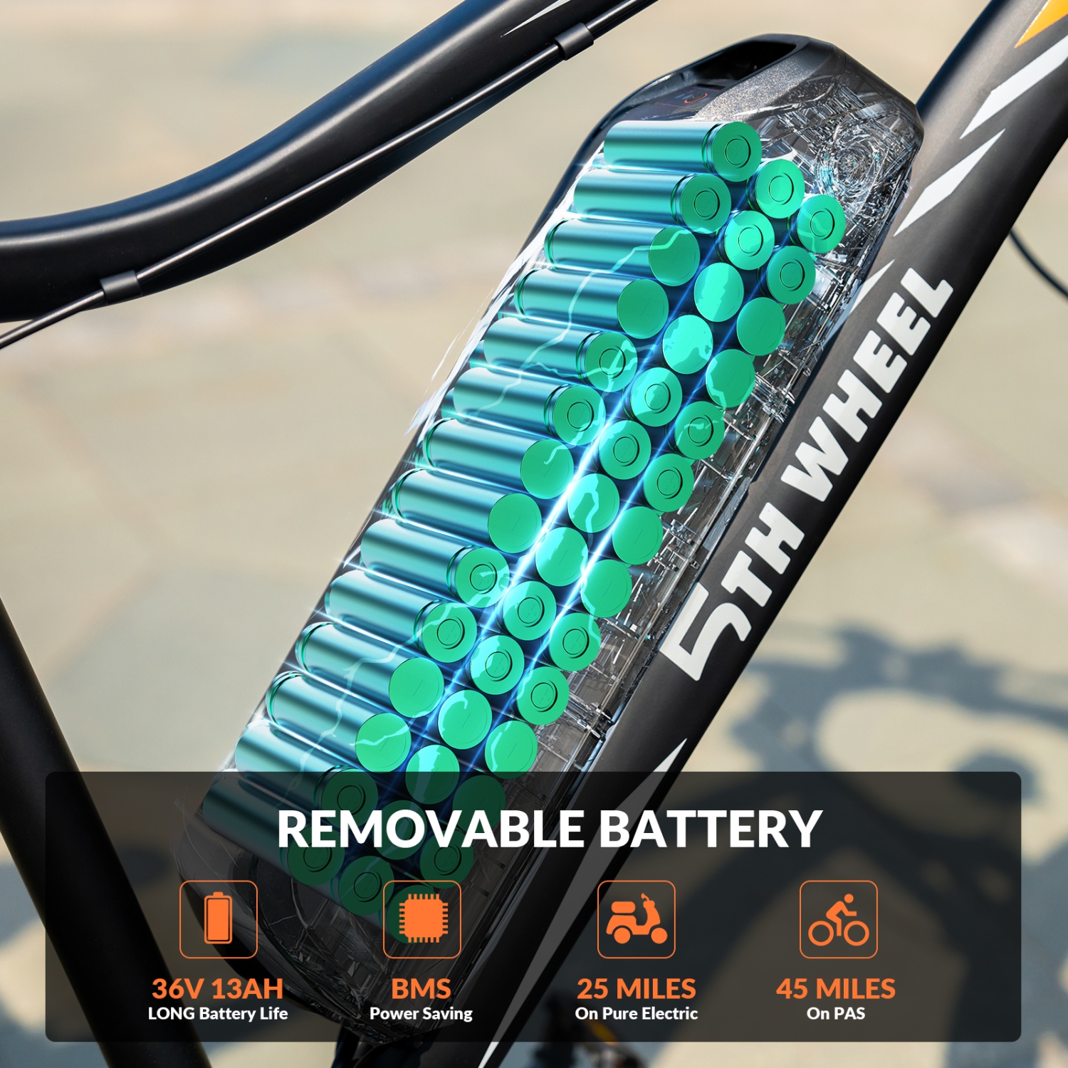 Vélo électrique BB17 5E WHEEL, moteur 500 W, batterie amovible 468 Wh, vitesse max 37 km/h, écran couleur LCD, Engrenage à 7 vitesses, suspension