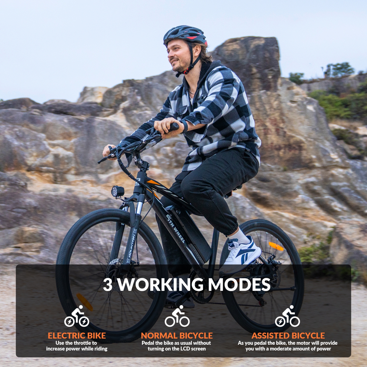 Vélo électrique BB17 5E WHEEL, moteur 500 W, batterie amovible 468 Wh, vitesse max 37 km/h, écran couleur LCD, Engrenage à 7 vitesses, suspension