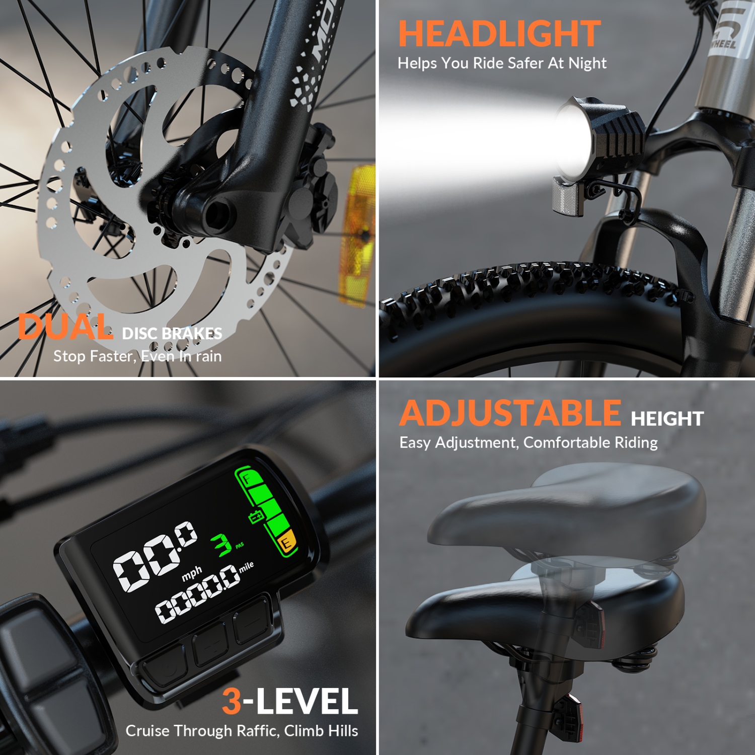 Vélo électrique BB17 5E WHEEL, moteur 500 W, batterie amovible 468 Wh, vitesse max 37 km/h, écran couleur LCD, Engrenage à 7 vitesses, suspension