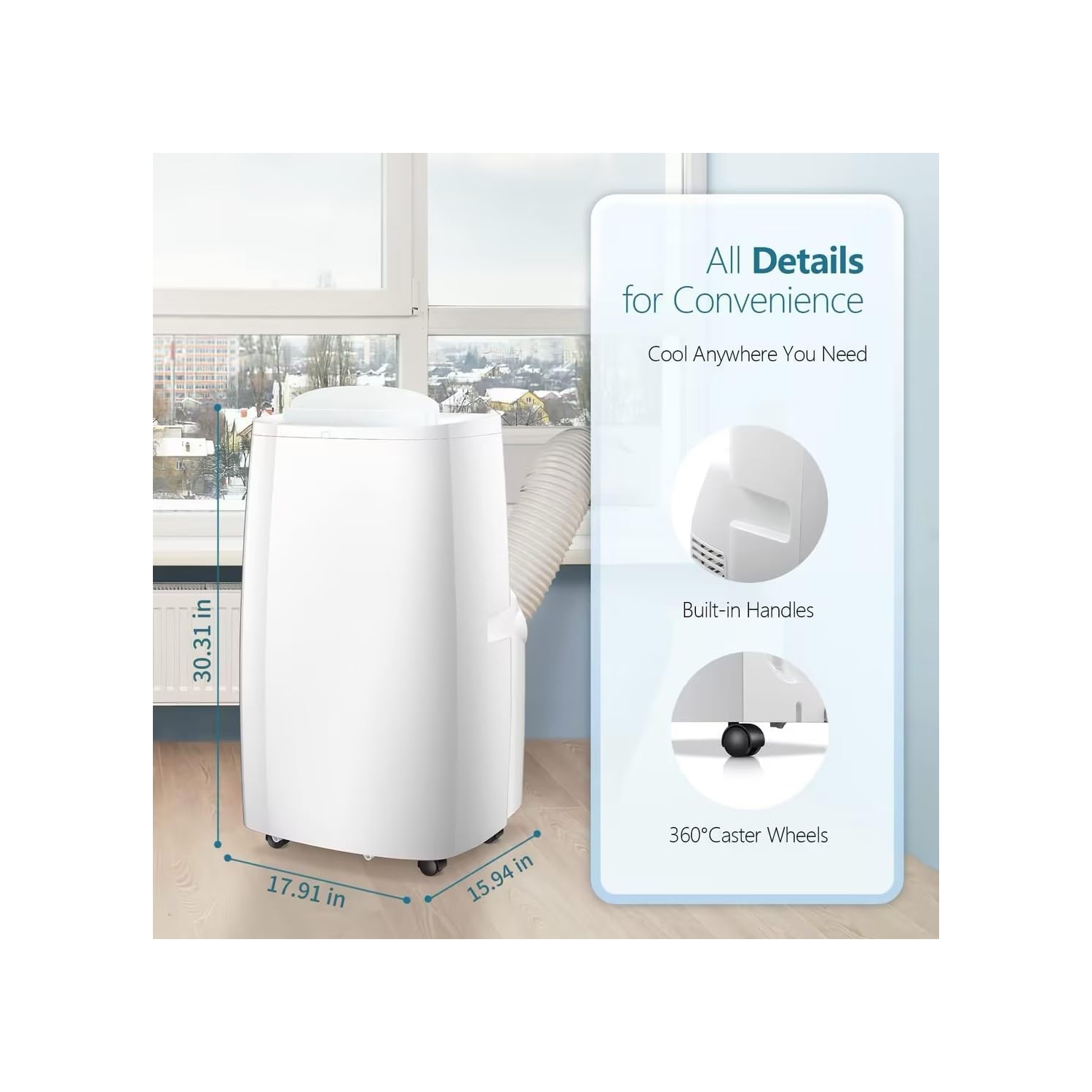 Climatiseur portatif ZAFRO 14&nbsp;000&nbsp;BTU,Climatiseur, Déshumidificateur et ventilateur 3-en-1,Climatiseur portatif avec télécommande,