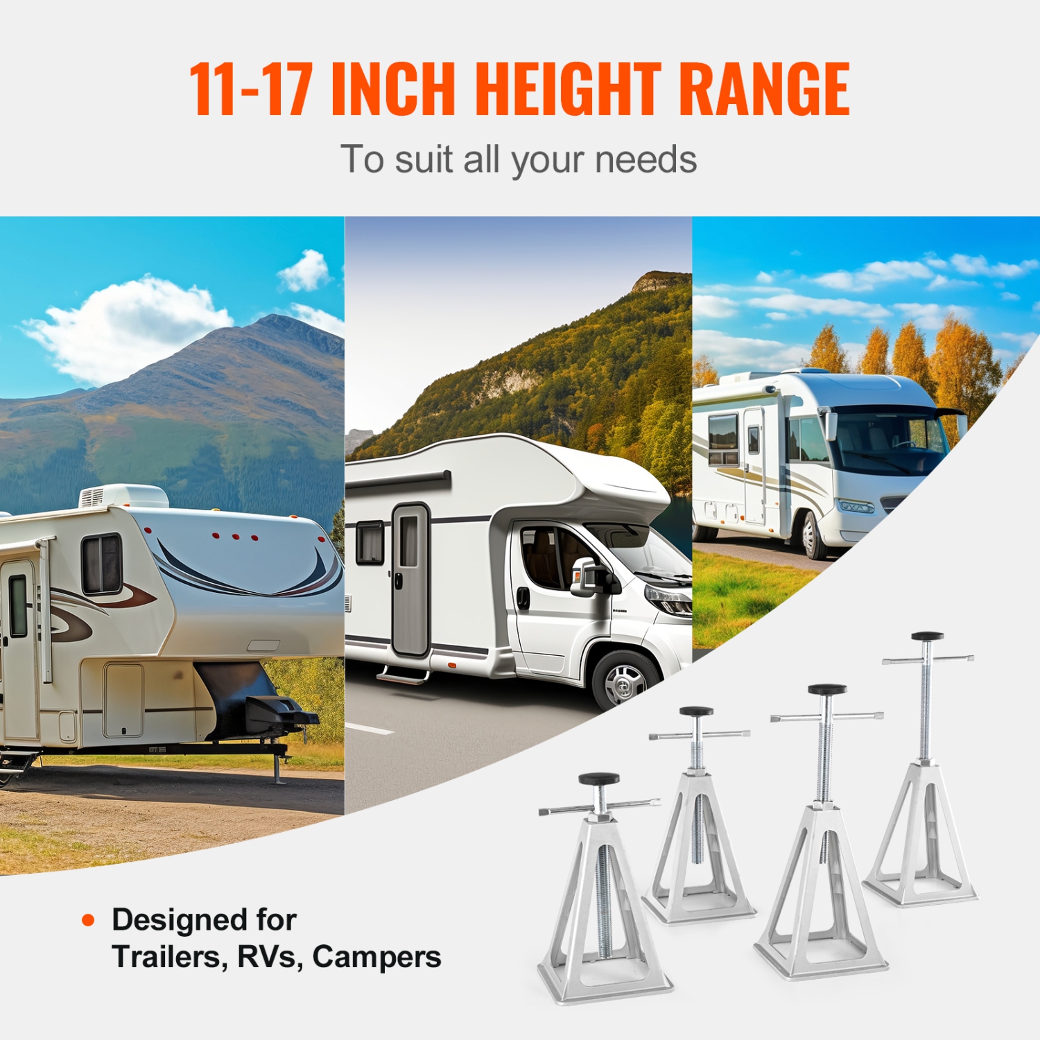 VEVOR 4 Pack RV Stabilizer Jacks, Aluminum RV Leveling Jacks, RV Stack Jacks for Travel Trailer Camper, Single Screw Jack Support up to 6000 Lbs,