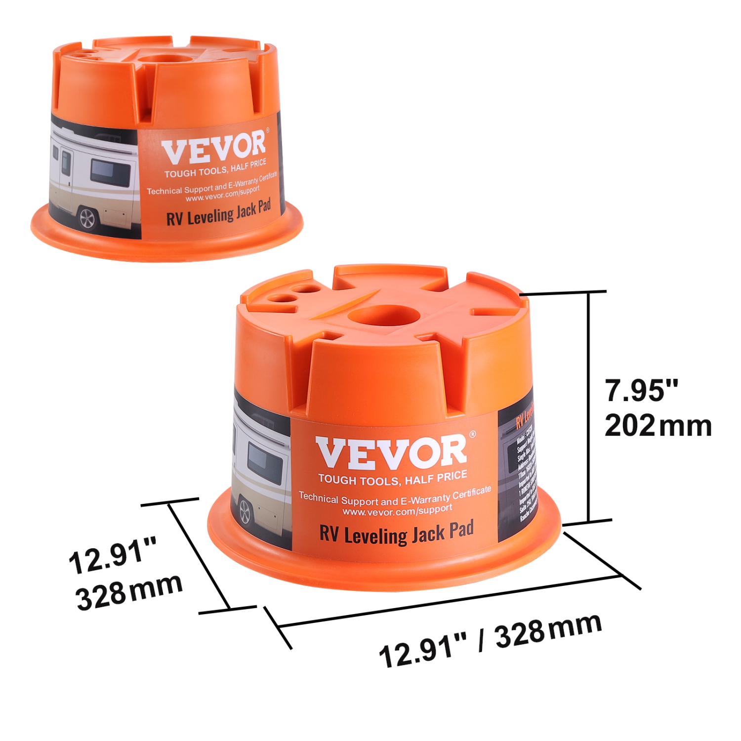 VEVOR 2000 lbs Trailer Jack Block,RV Leveling Block, High-quality Polypropylene RV Camper Stabilizer Blocks, RV Travel Accessories Use for Any Tongue