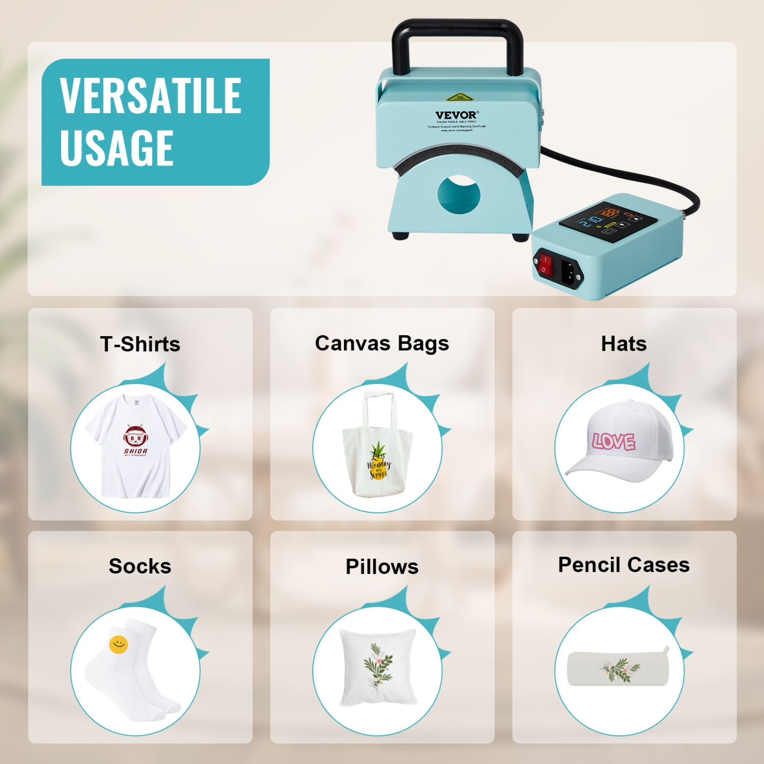 VEVOR 5.9x3.15 inchHat Press Machine, Mini Hat Heat Press with Integrated Control Panel, Cap Heat Press Machine,Curved Heating Plate, Safety Base,