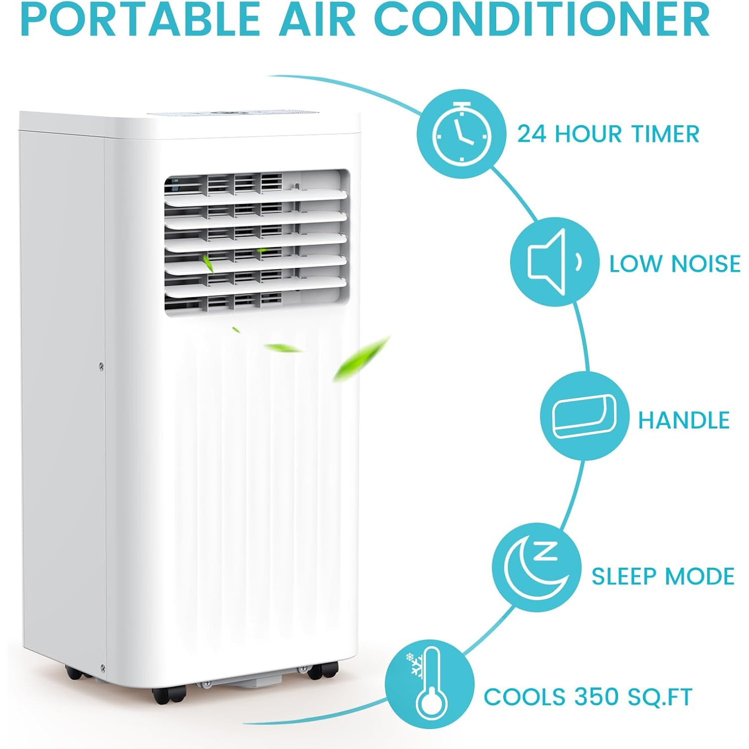 ZAFRO Portable Air Conditioners 8,000 BTU, Portable AC with Cooling, Fan, Dehumidifier Function, 24H Timer, Cooling up to 350 Sq.Ft. Window Kit