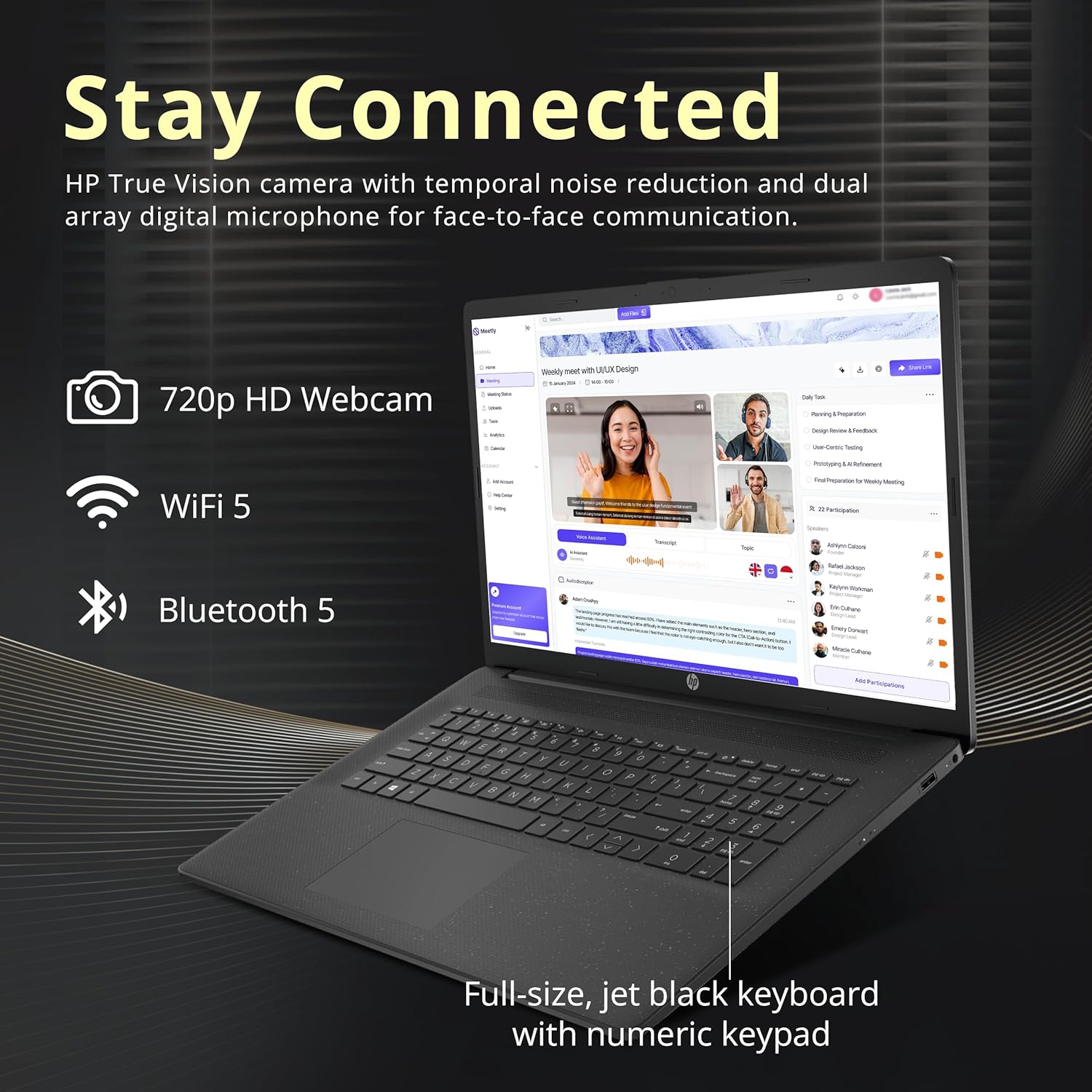 HP 17.3" HD+ Business Laptop, Intel i7-1255U, 800GB Storage, 16GB RAM,‎Intel Iris Xe Graphics, Numeric Keypad, Camera, Windows 11 Home, Black