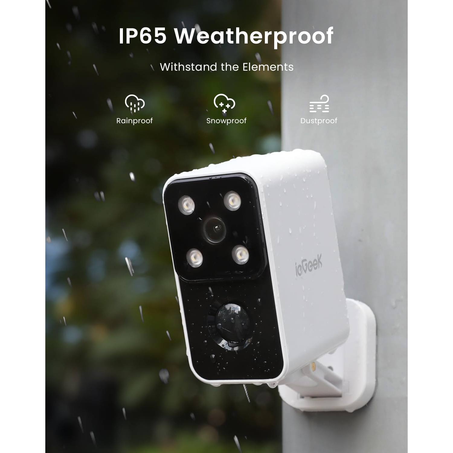 ieGeek Wireless Outdoor Security Camera 180° Pan Rotating, 2.4G WiFi Battery-Powered with 2K Colour Night Vision, Smart AI Detection, IP65 for