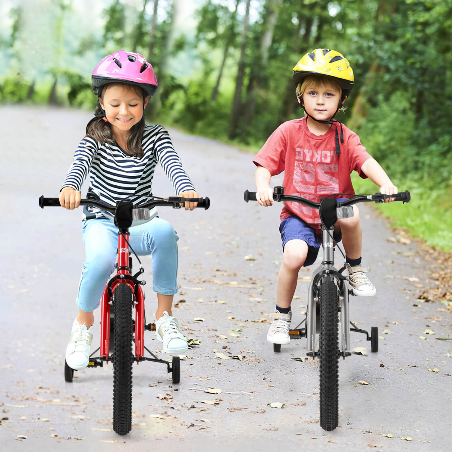 Vélo pour enfants de 18&nbsp;po de Costway pour enfants de 4-8 ans avec selle réglable et guidon antidérapant argenté