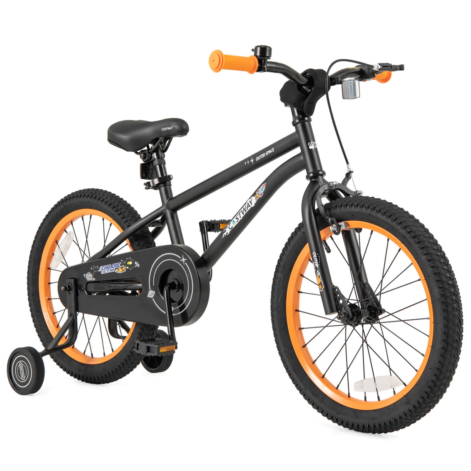 Vélo pour enfants de 18&nbsp;po de Costway pour enfants de 4-8 ans avec selle réglable et guidon antidérapant noir