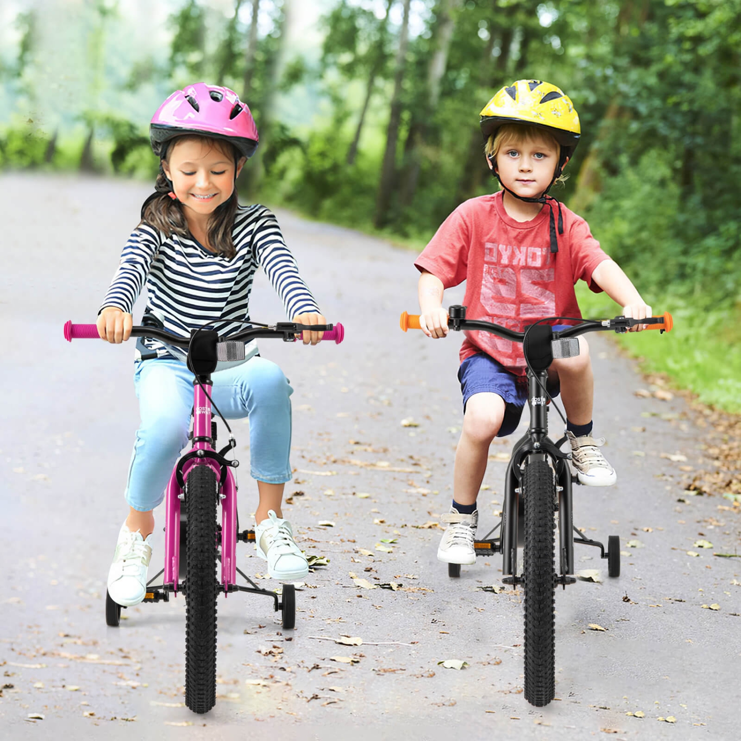 Vélo pour enfants de 18&nbsp;po de Costway pour enfants de 4-8 ans avec selle réglable et guidon antidérapant noir