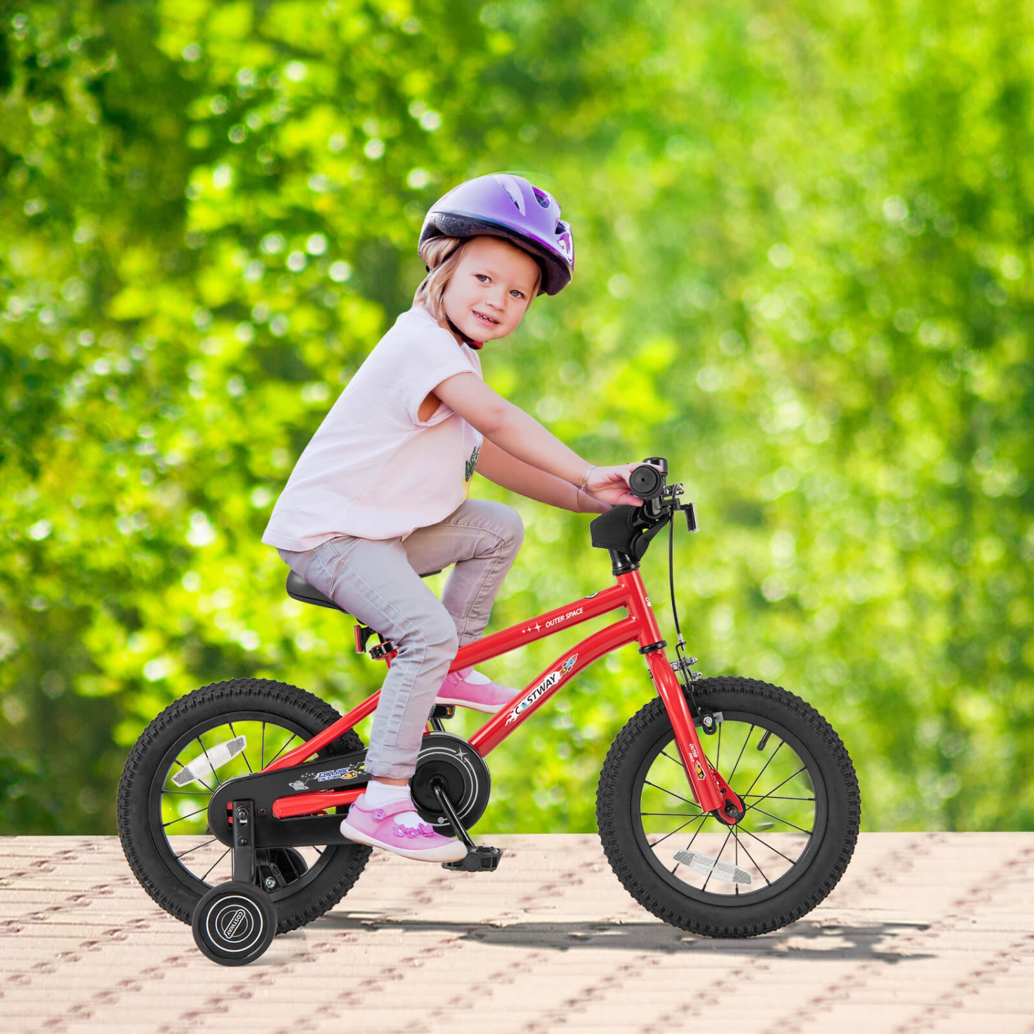 Costway 14-Inch Kid's Bike for 3-5 Years Old with Adjustable Saddle & Anti-slip Handlebar