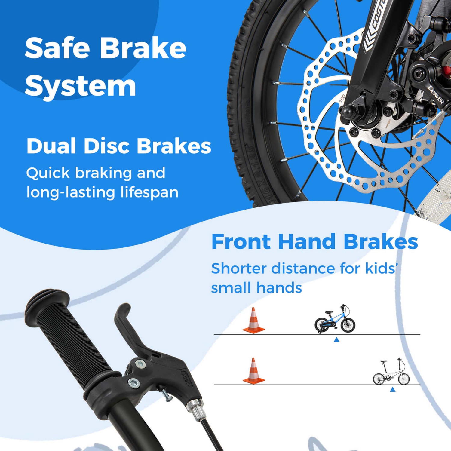 Vélo pour enfants de 16&nbsp;po de Costway avec guidon réglable et deux freins à disque de type selle