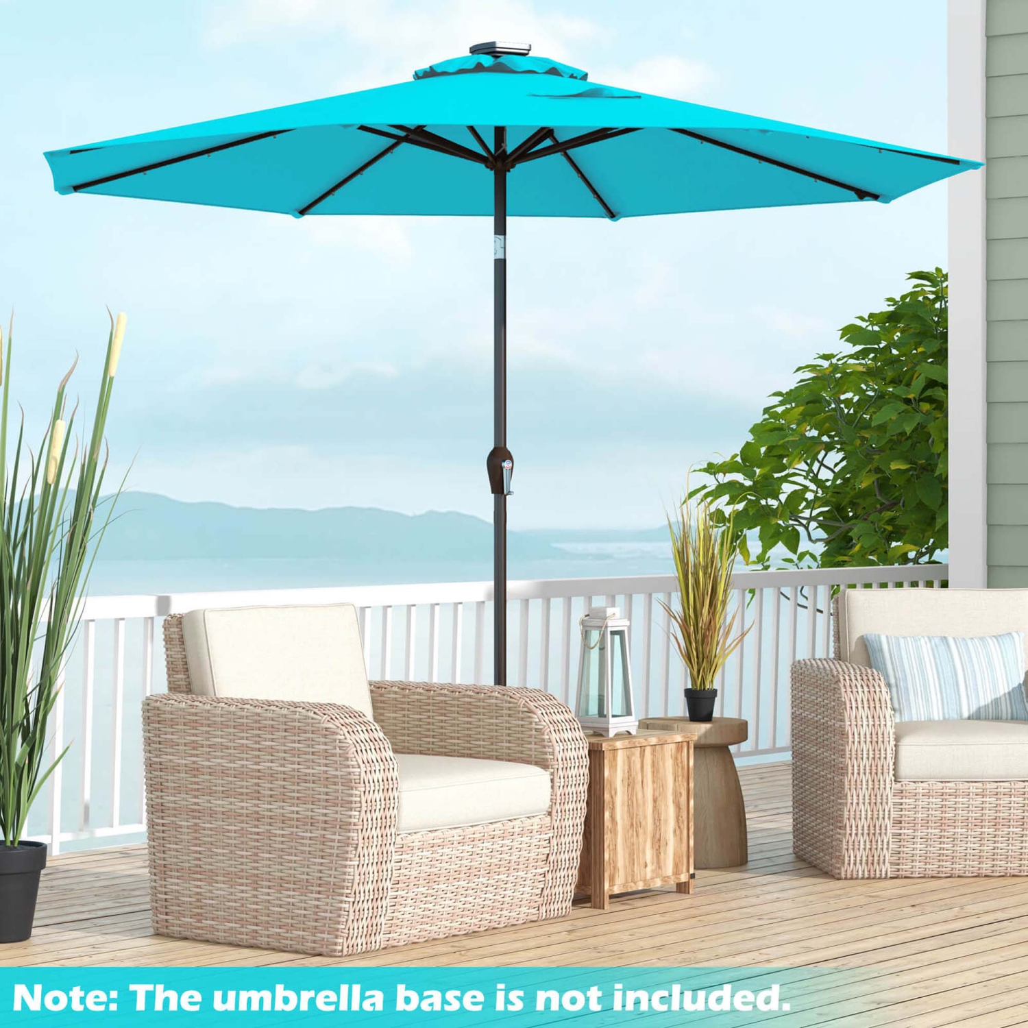 Costway 10' Solar LED Lighted Patio Market Umbrella Shade Tilt Adjustment Crank