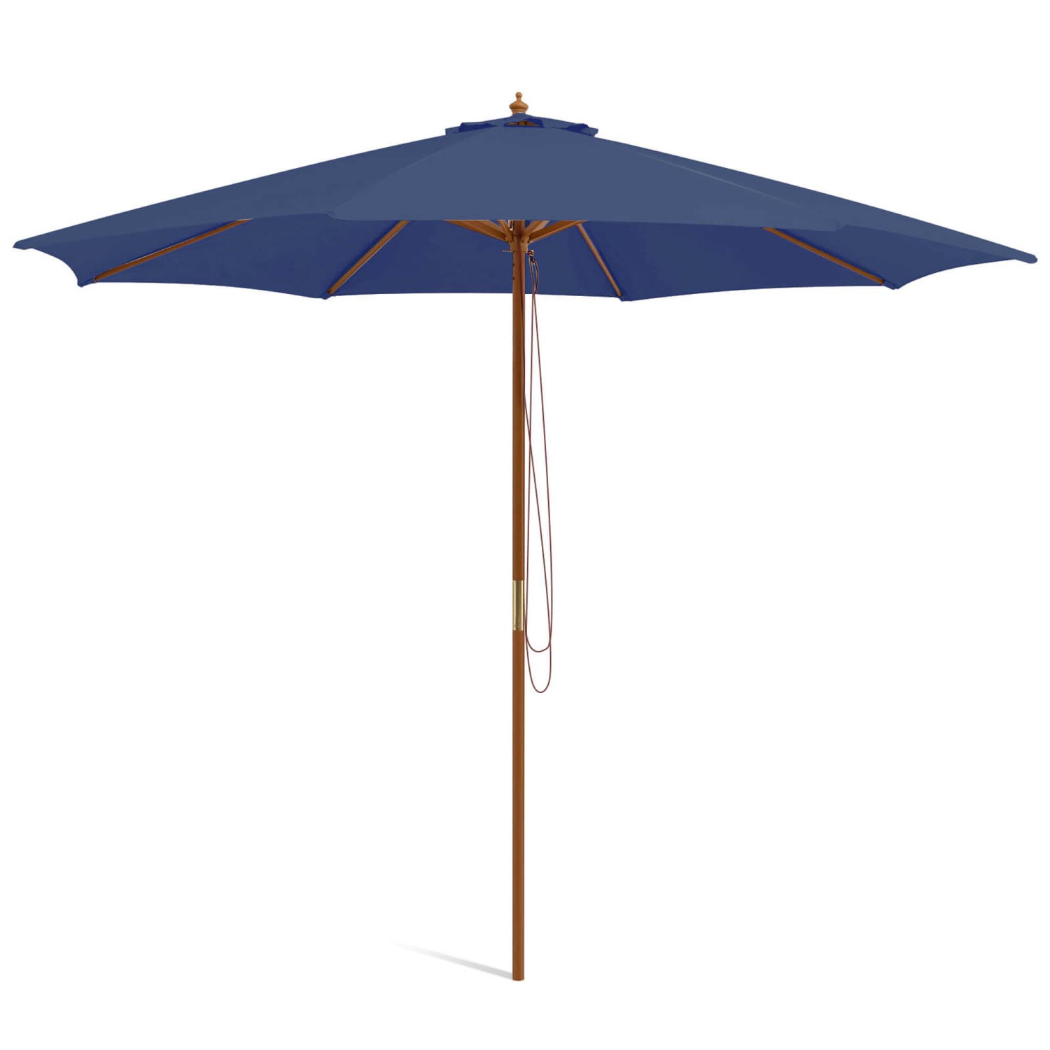 Costway 10FT Patio Wooden Market Table Umbrella Pulley with 8 Bamboo Ribs Sunshade Canopy Coffee/Gray/Navy/Wine/Beige