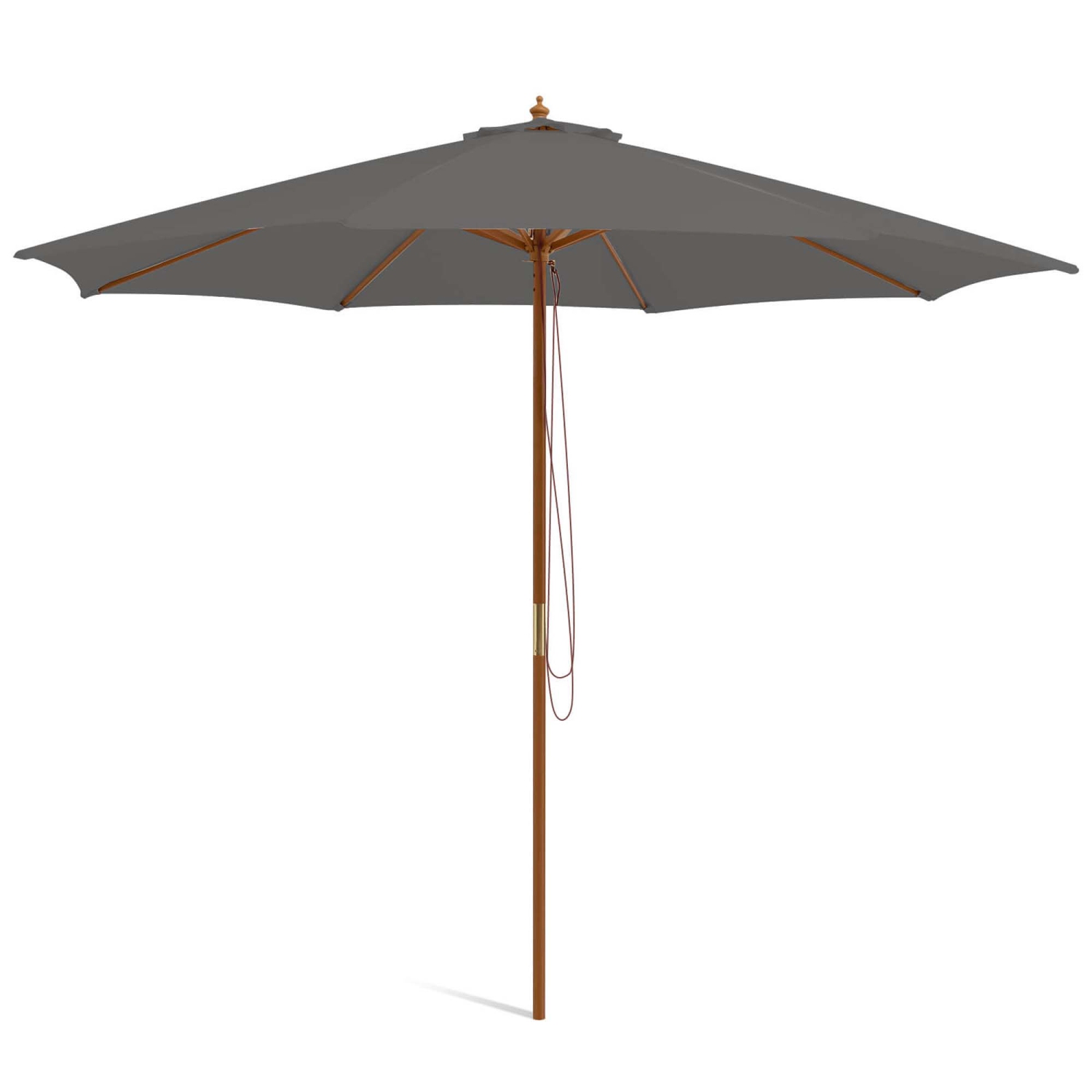 Costway 10FT Patio Wooden Market Table Umbrella Pulley with 8 Bamboo Ribs Sunshade Canopy Coffee/Gray/Navy/Wine/Beige