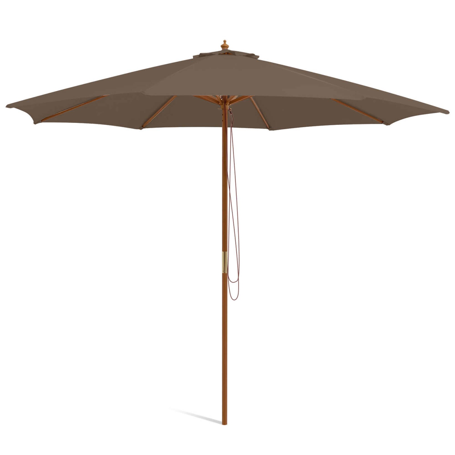 Costway 10FT Patio Wooden Market Table Umbrella Pulley with 8 Bamboo Ribs Sunshade Canopy Coffee/Gray/Navy/Wine/Beige