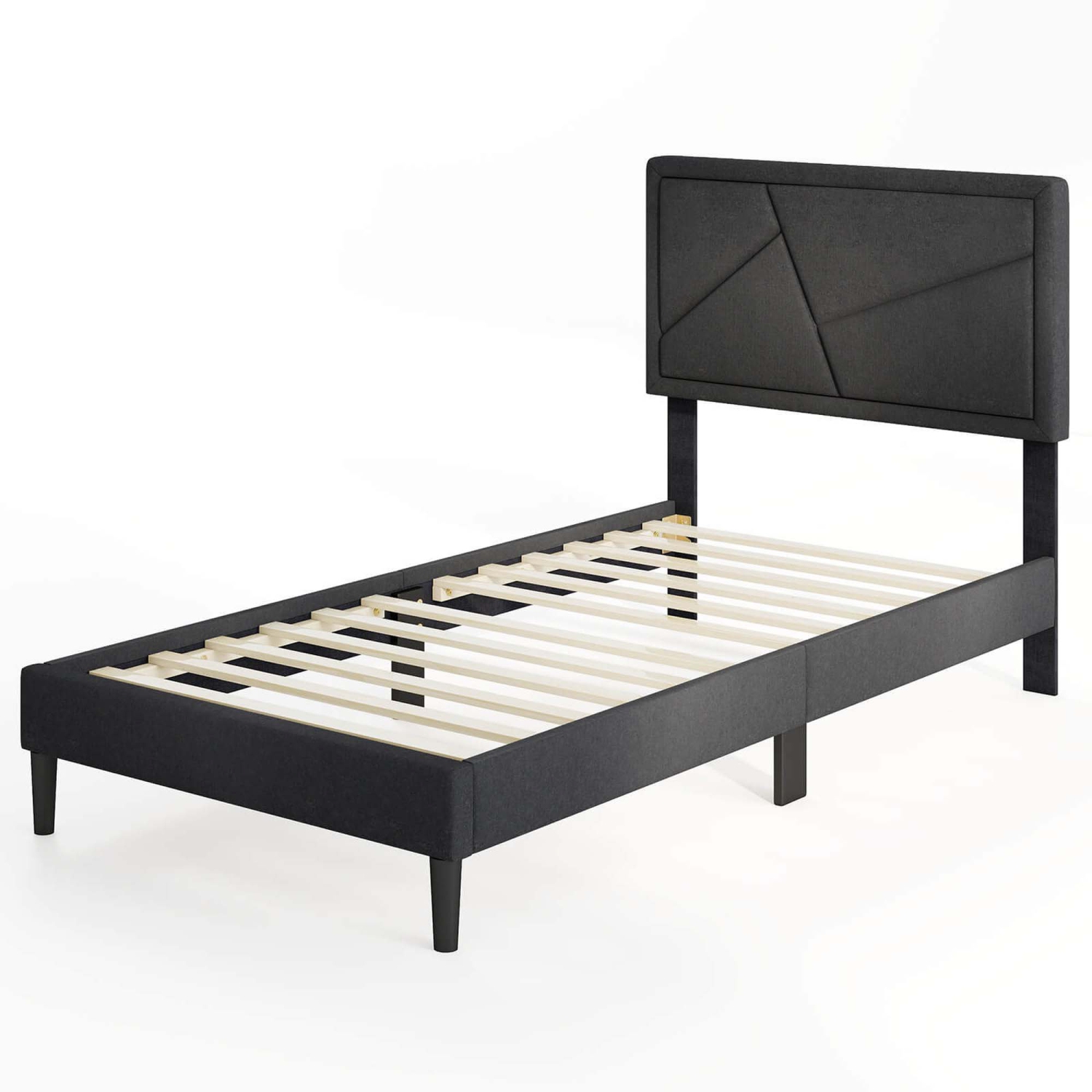 Costway Twin/Full/Queen Size Bed Frame with High Headboard & Wooden Slats No Box Spring Needed