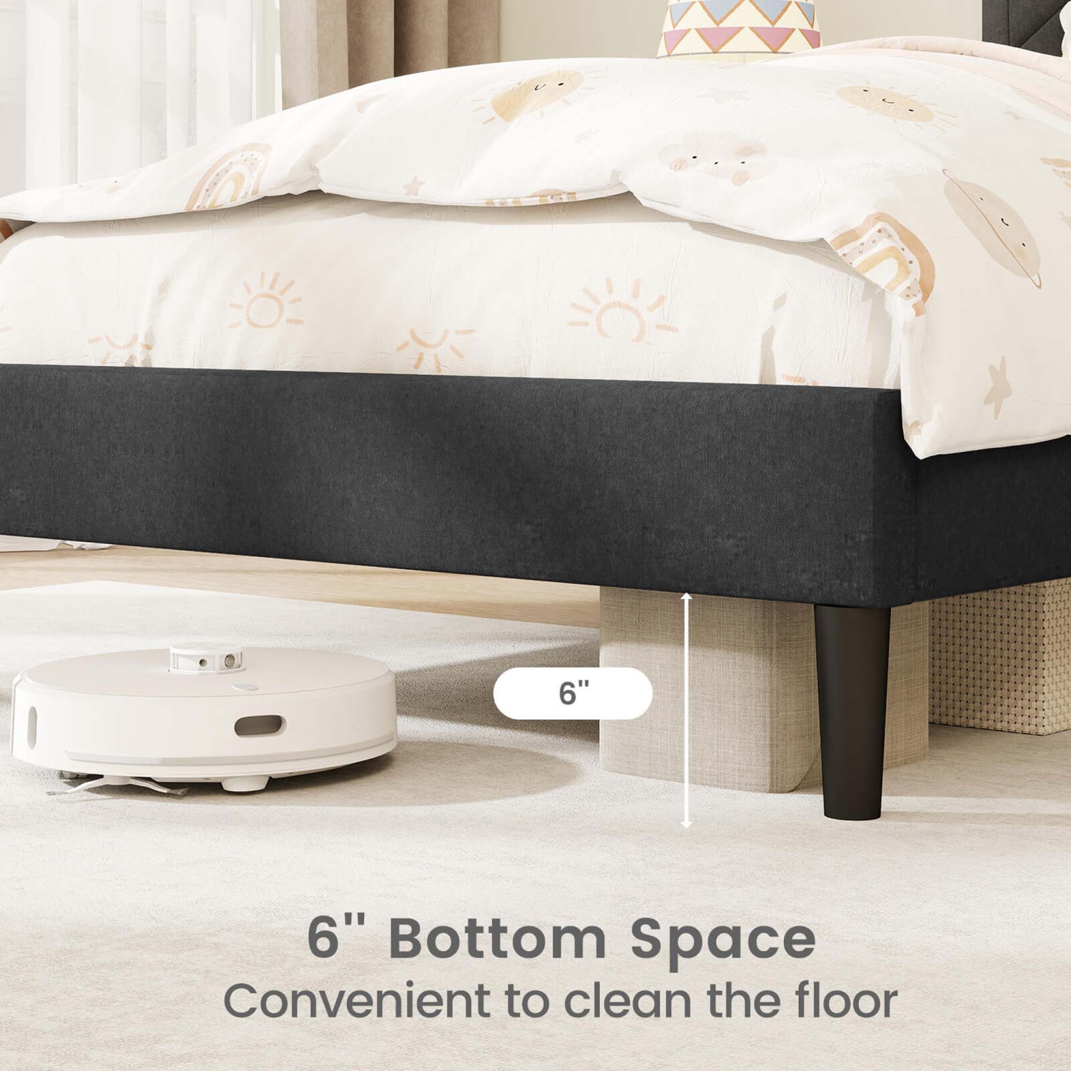 Costway Twin/Full/Queen Size Bed Frame with High Headboard & Wooden Slats No Box Spring Needed