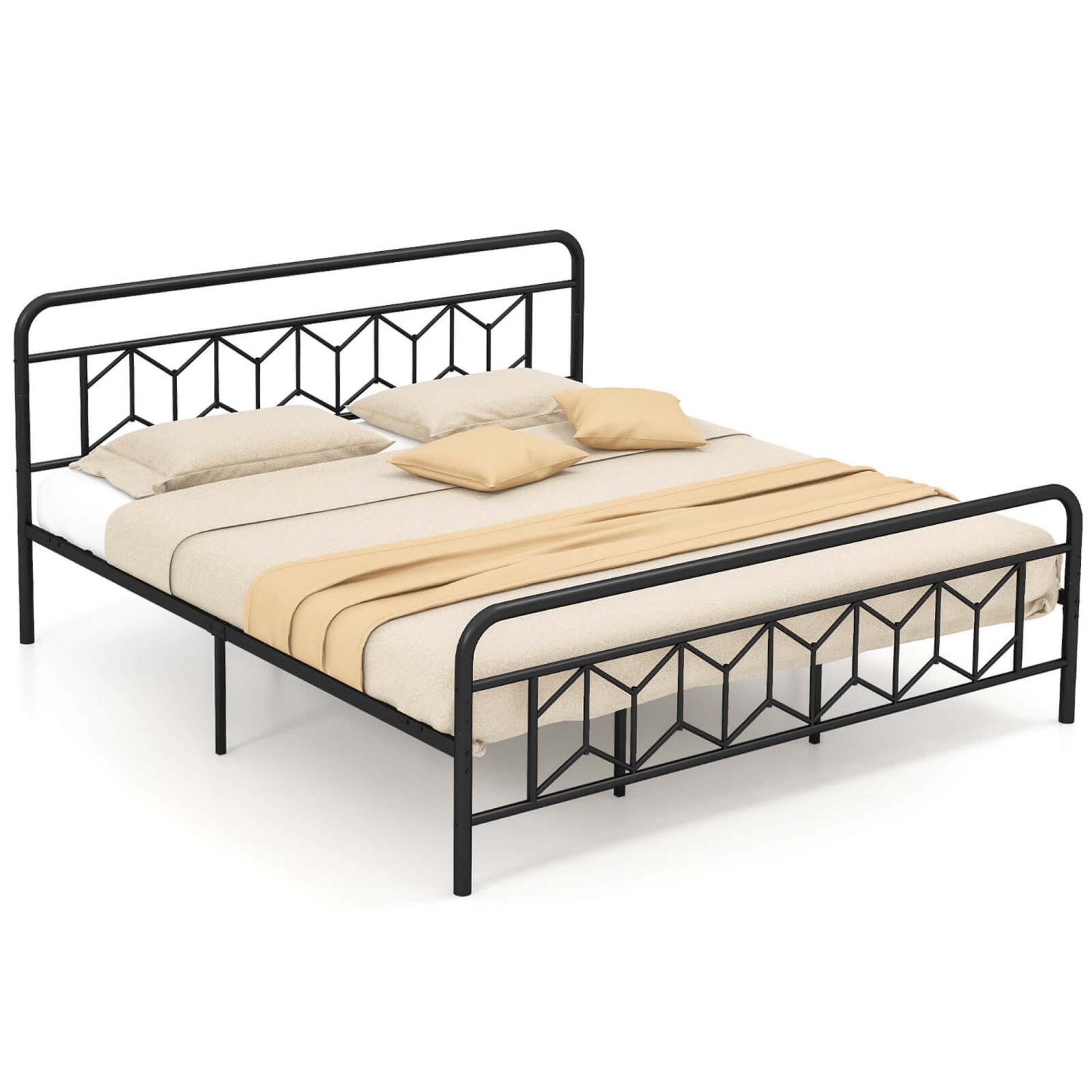 Costway Twin/Full/Queen/King Size Bed Frame Mattress Foundation with Headboard 12.5" Under-bed Storage Black