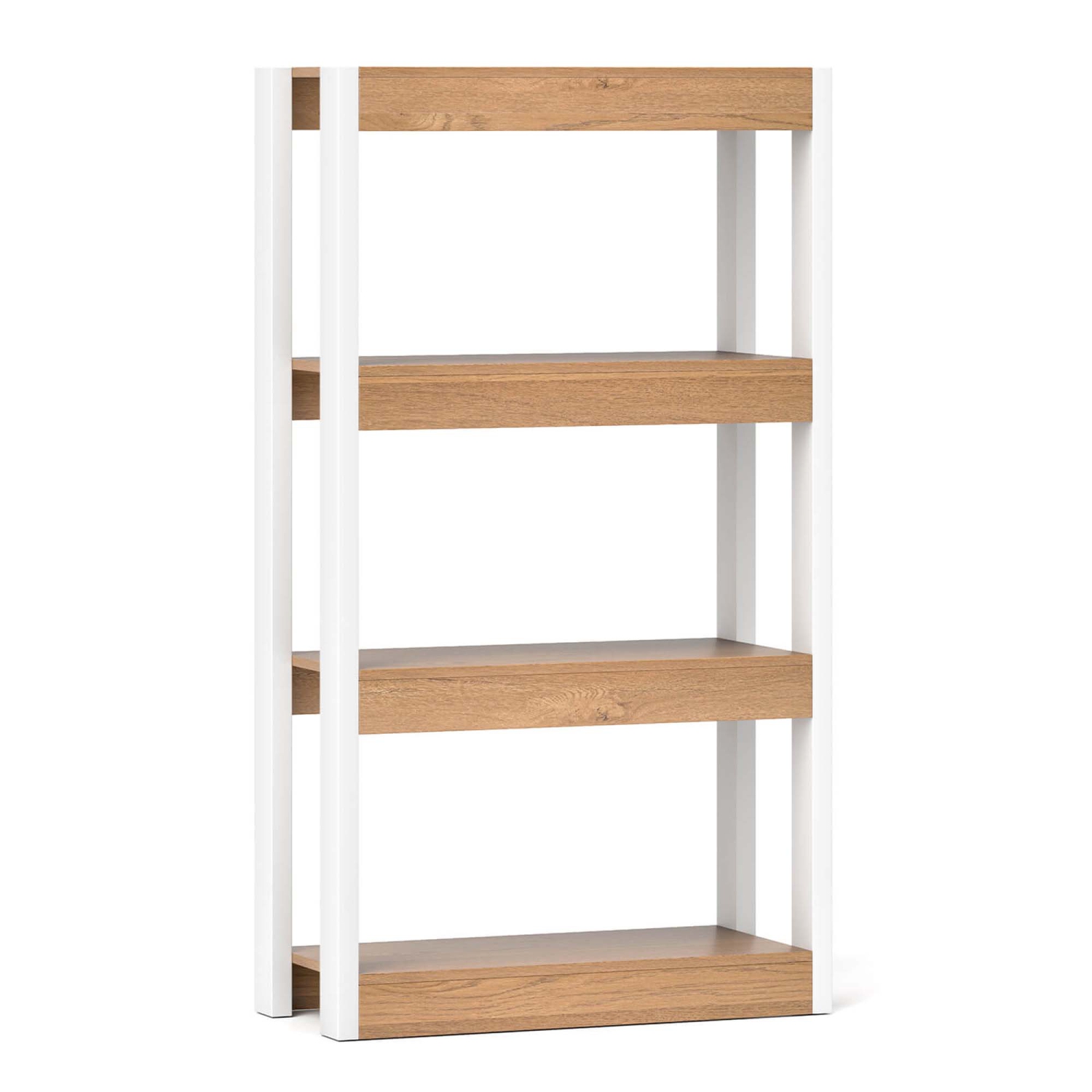 Costway 1 PCS 4 Tier Bookshelf Wooden Bookcase with Dual Anti-Tipping Kits Open Shelving Unit Natural